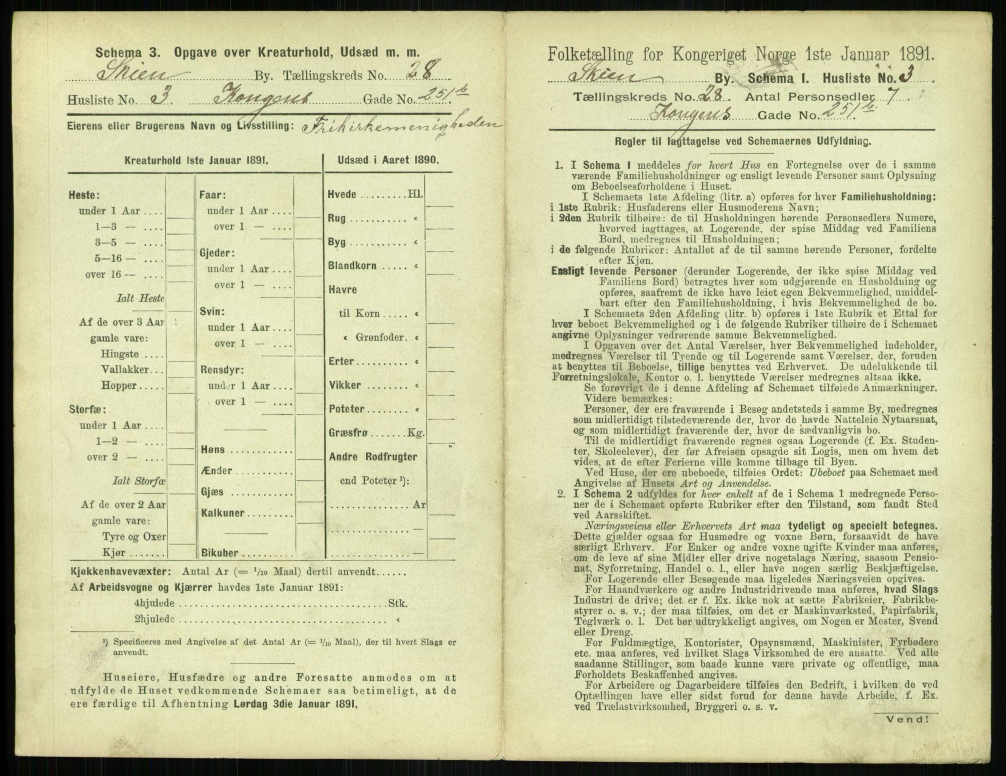 RA, 1891 census for 0806 Skien, 1891, p. 1042