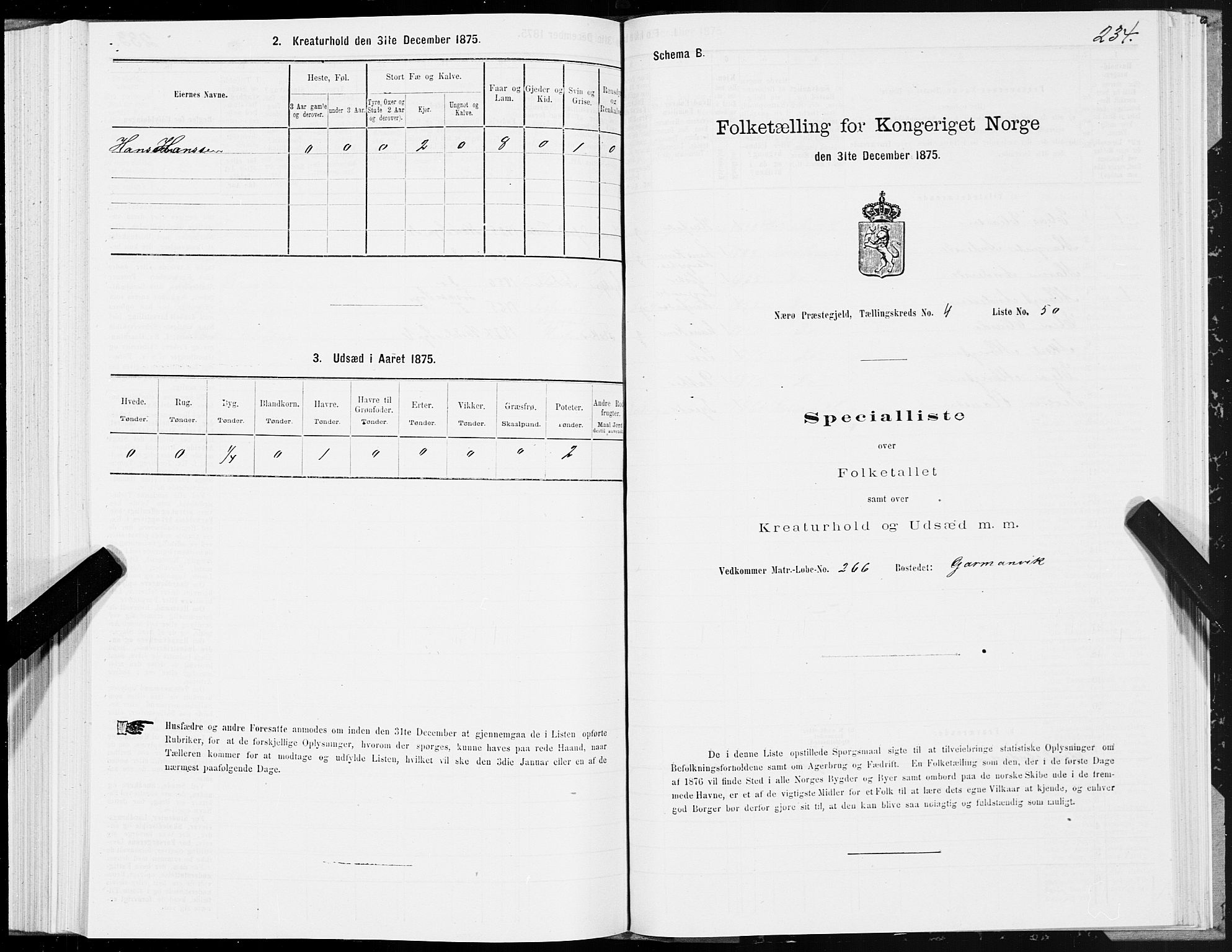SAT, 1875 census for 1751P Nærøy, 1875, p. 2234