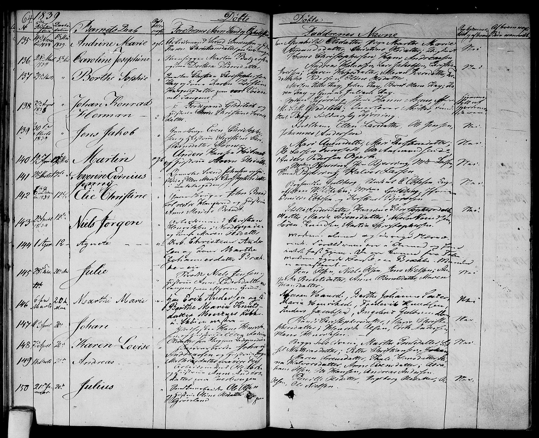 Aker prestekontor kirkebøker, AV/SAO-A-10861/F/L0016: Parish register (official) no. 16, 1827-1841, p. 64