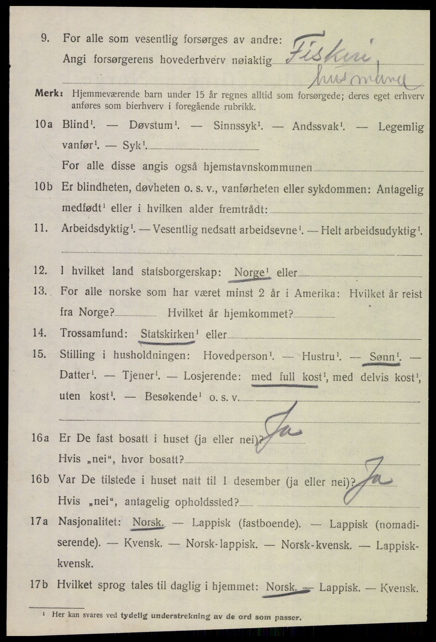 SAT, 1920 census for Meløy, 1920, p. 1464