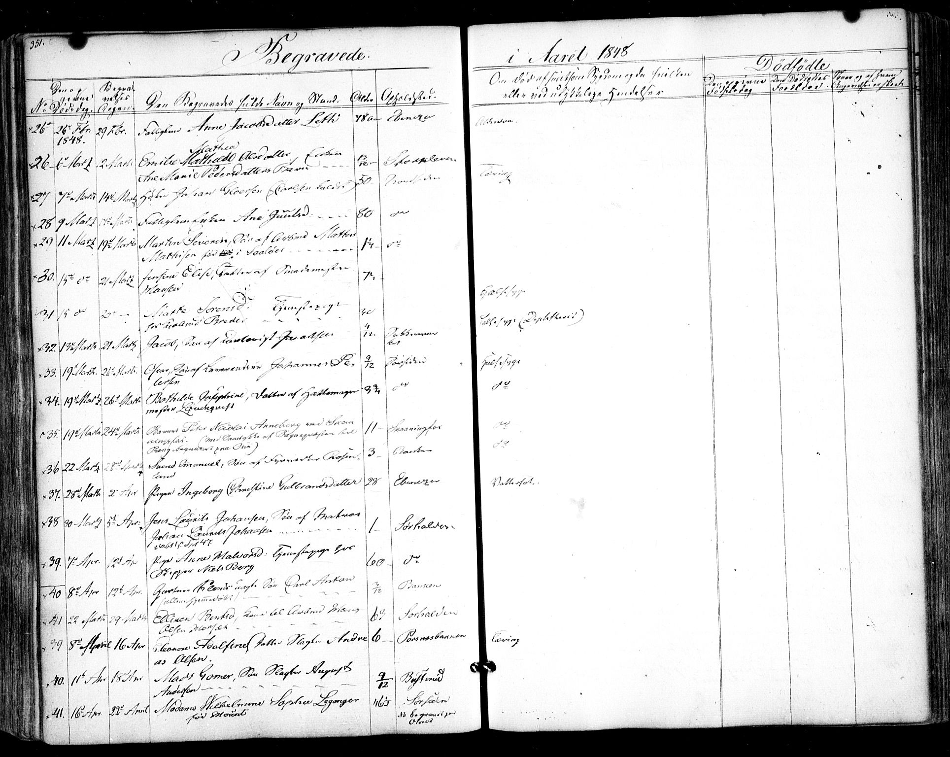 Halden prestekontor Kirkebøker, SAO/A-10909/F/Fa/L0006: Parish register (official) no. I 6, 1845-1856, p. 351