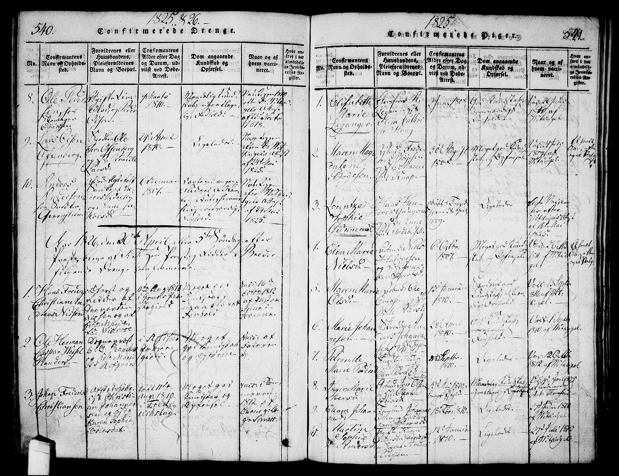 Halden prestekontor Kirkebøker, SAO/A-10909/G/Ga/L0001: Parish register (copy) no. 1, 1815-1833, p. 540-541