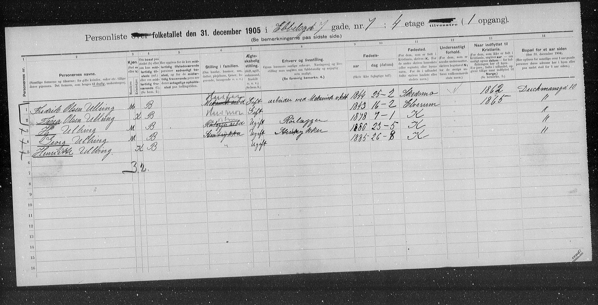 OBA, Municipal Census 1905 for Kristiania, 1905, p. 9488