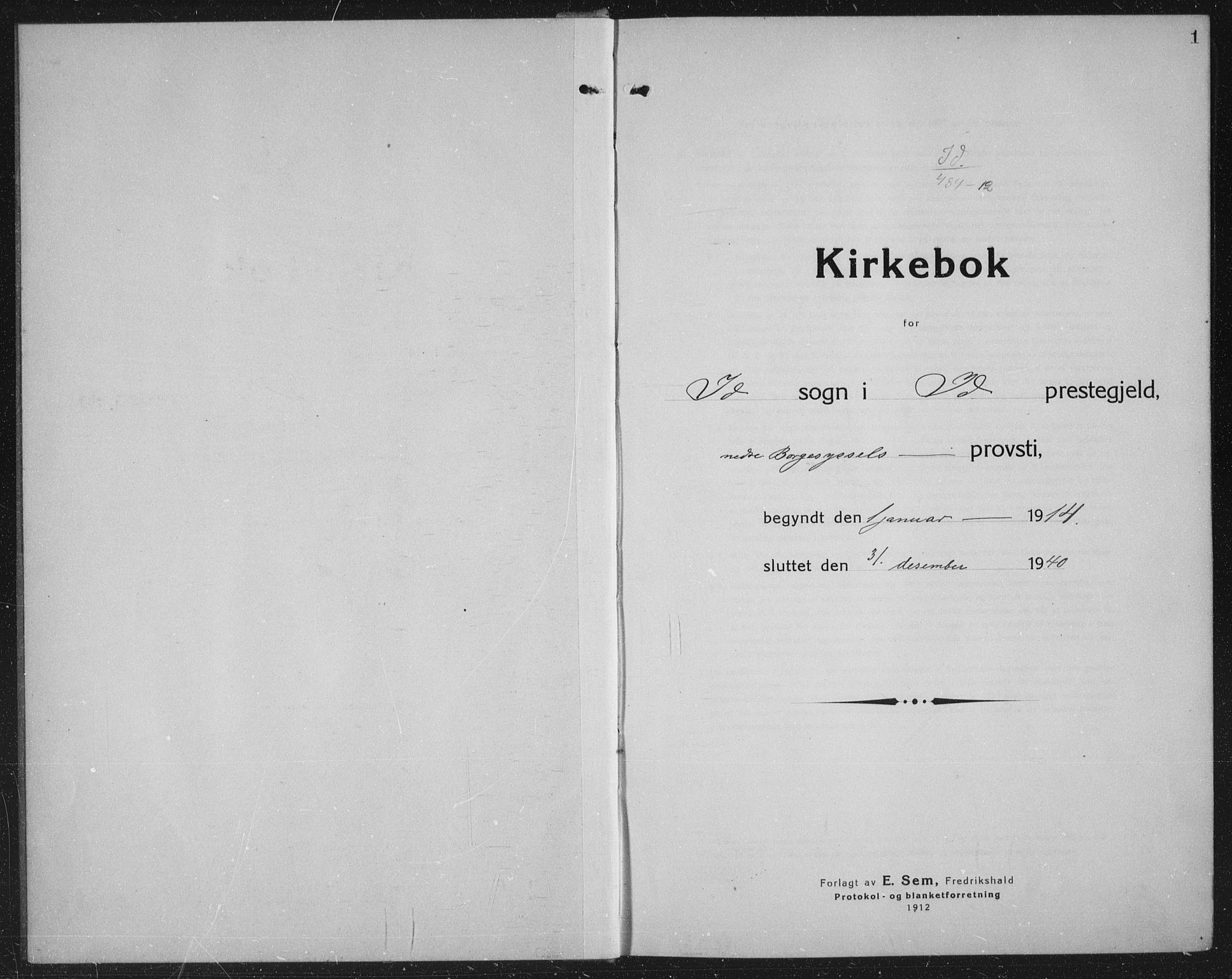 Idd prestekontor Kirkebøker, SAO/A-10911/G/Gb/L0003: Parish register (copy) no. II 3, 1914-1940, p. 1