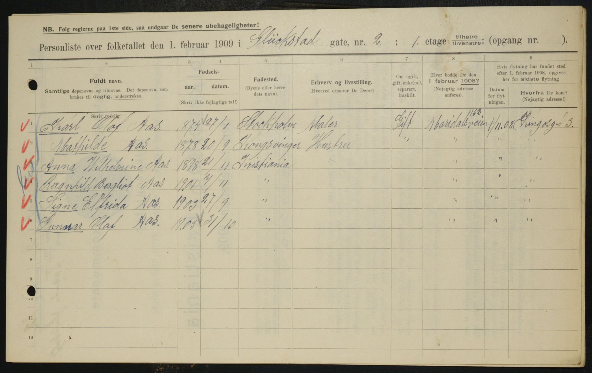 OBA, Municipal Census 1909 for Kristiania, 1909, p. 26660