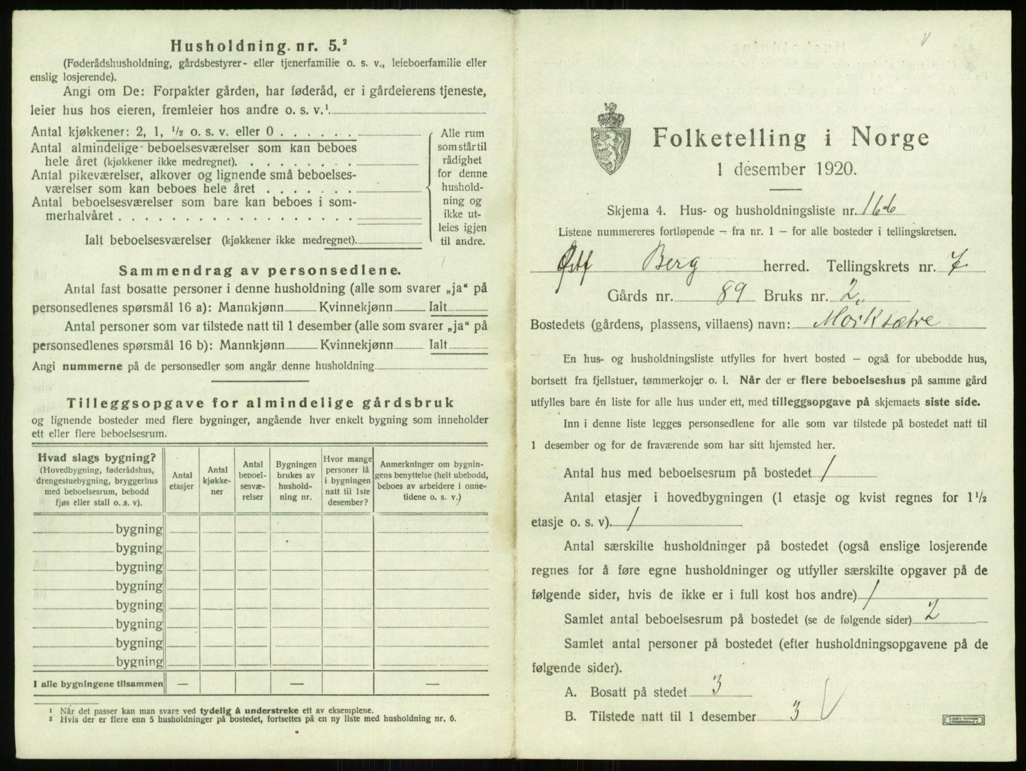 SAO, 1920 census for Berg, 1920, p. 1819