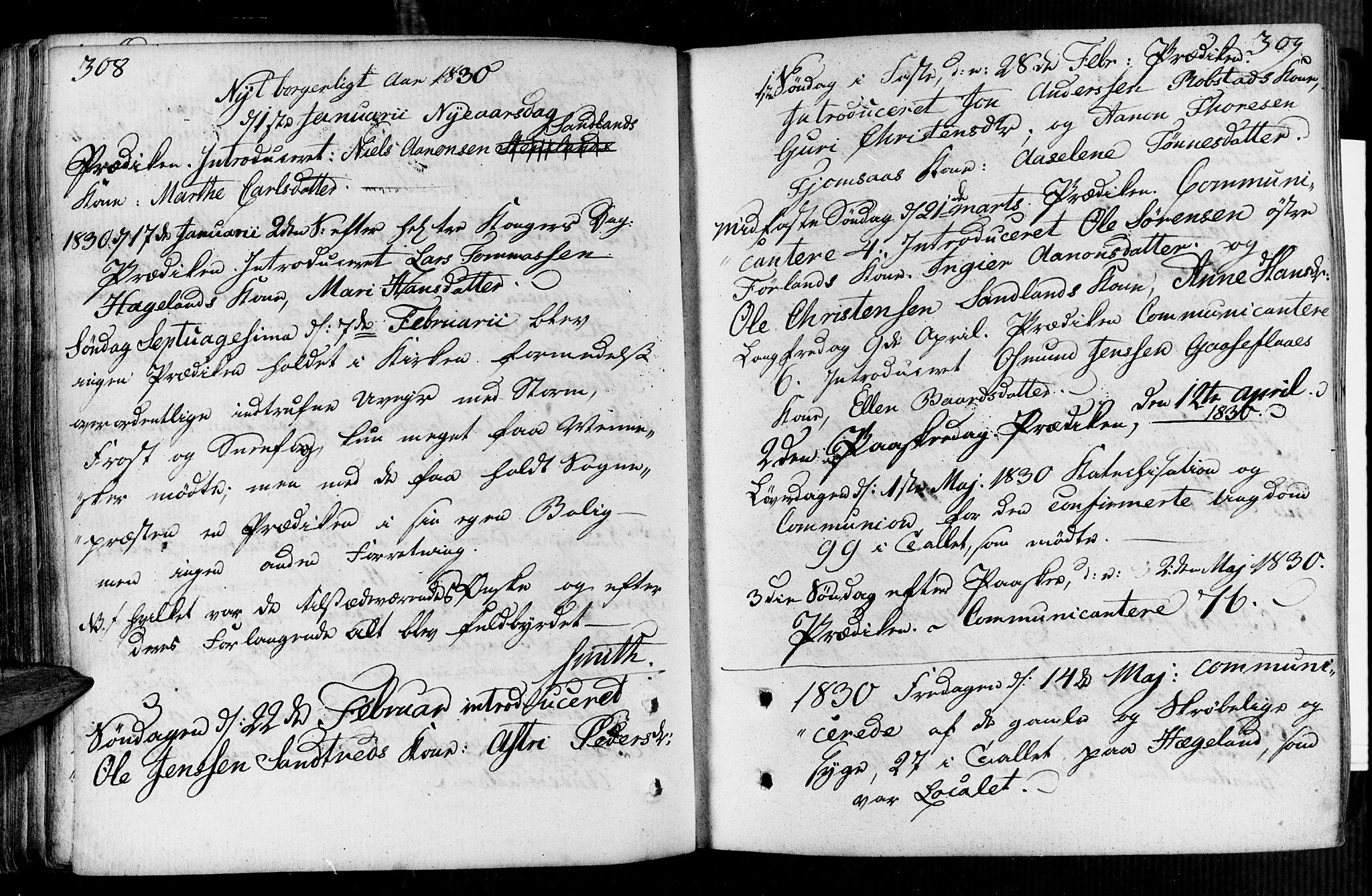 Vennesla sokneprestkontor, AV/SAK-1111-0045/Fa/Faa/L0002: Parish register (official) no. A 2, 1785-1834, p. 308-309