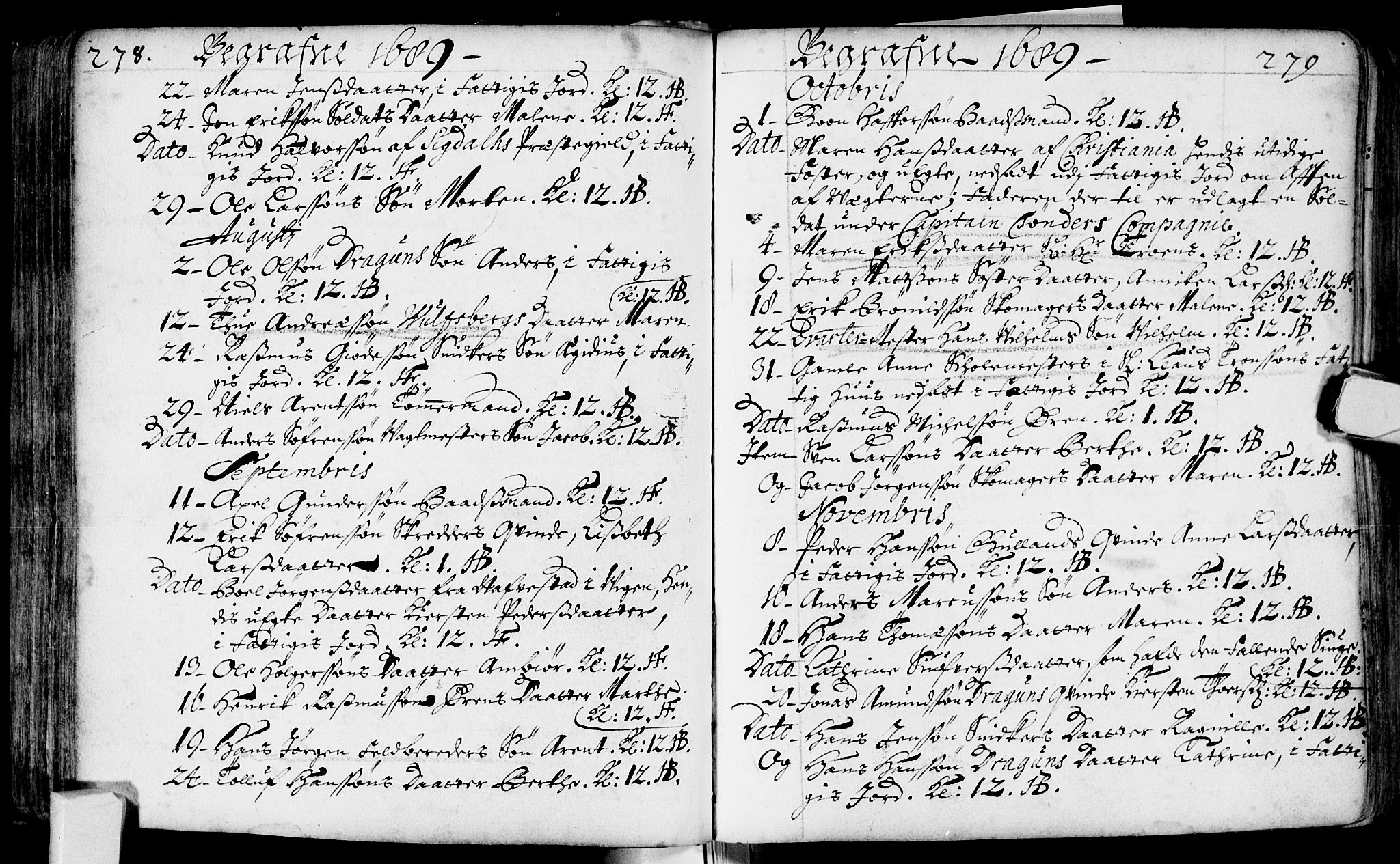 Bragernes kirkebøker, AV/SAKO-A-6/F/Fa/L0002: Parish register (official) no. I 2, 1680-1705, p. 278-279