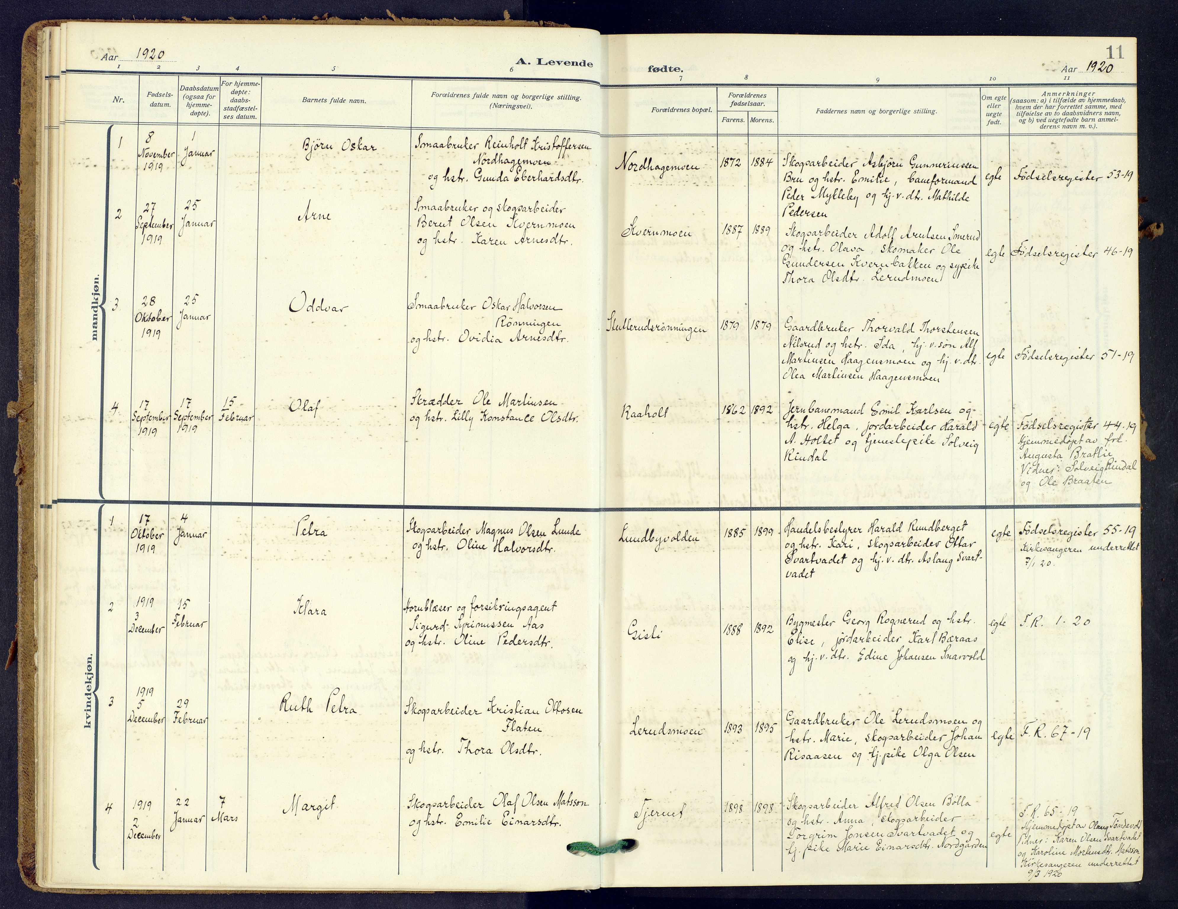 Våler prestekontor, Hedmark, AV/SAH-PREST-040/H/Ha/Haa/L0009: Parish register (official) no. 9, 1912-1940, p. 11