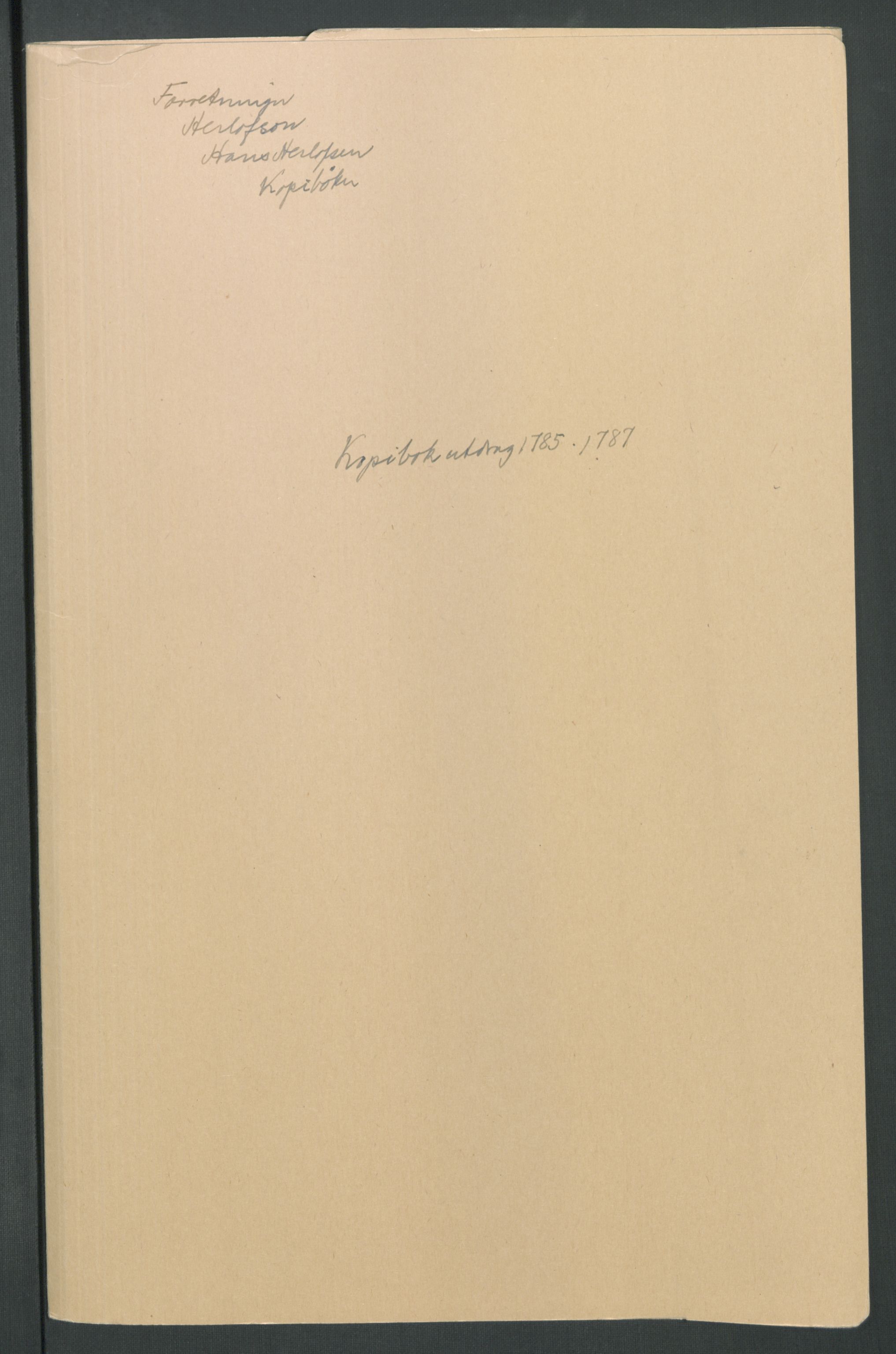Samling av forretningsarkiv. A-Å, AAKS/PA-1060/F/Fa/L0125: Herlofson,Hans. Kopibok, 1785-1787, p. 2