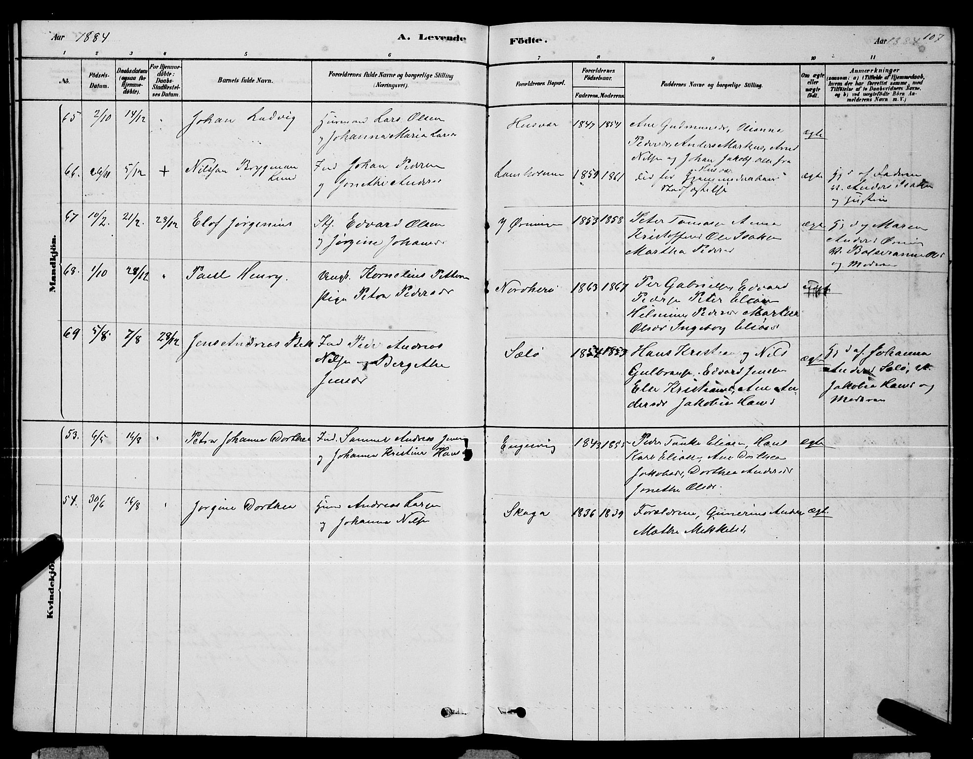 Ministerialprotokoller, klokkerbøker og fødselsregistre - Nordland, AV/SAT-A-1459/834/L0513: Parish register (copy) no. 834C04, 1877-1892, p. 107