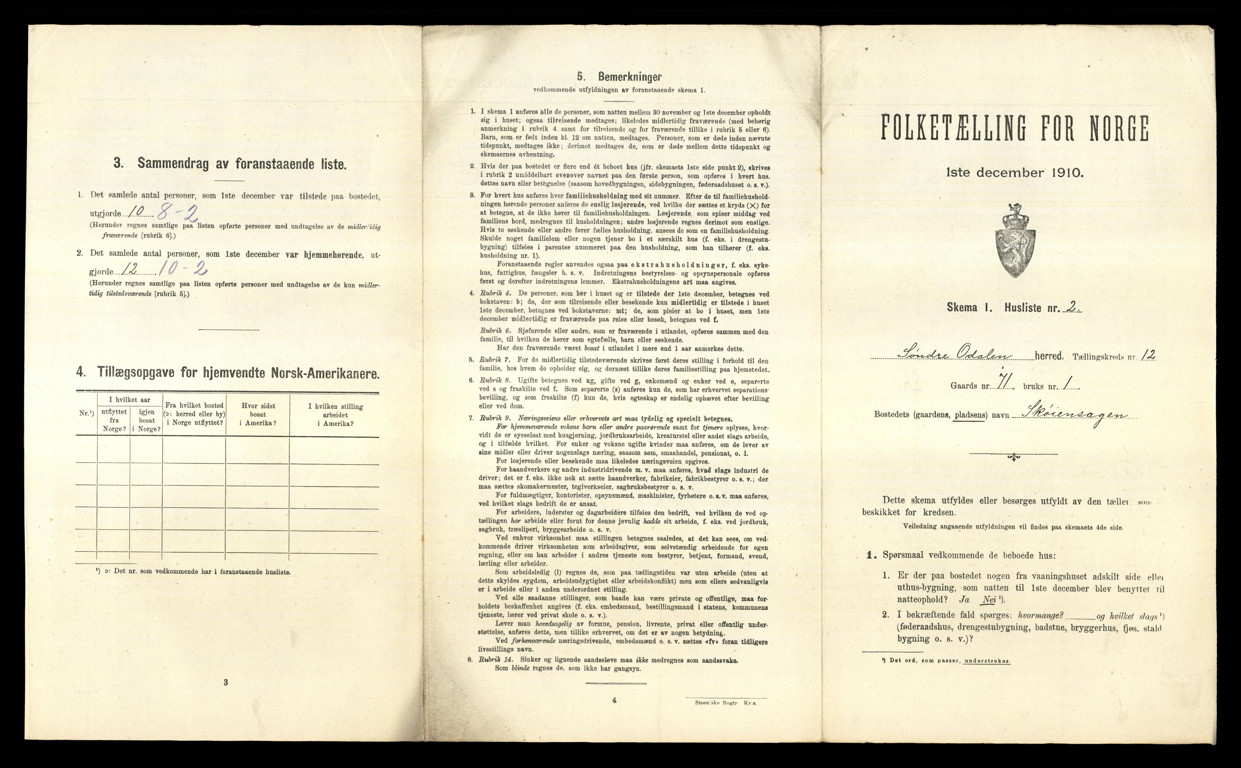 RA, 1910 census for Sør-Odal, 1910, p. 1866