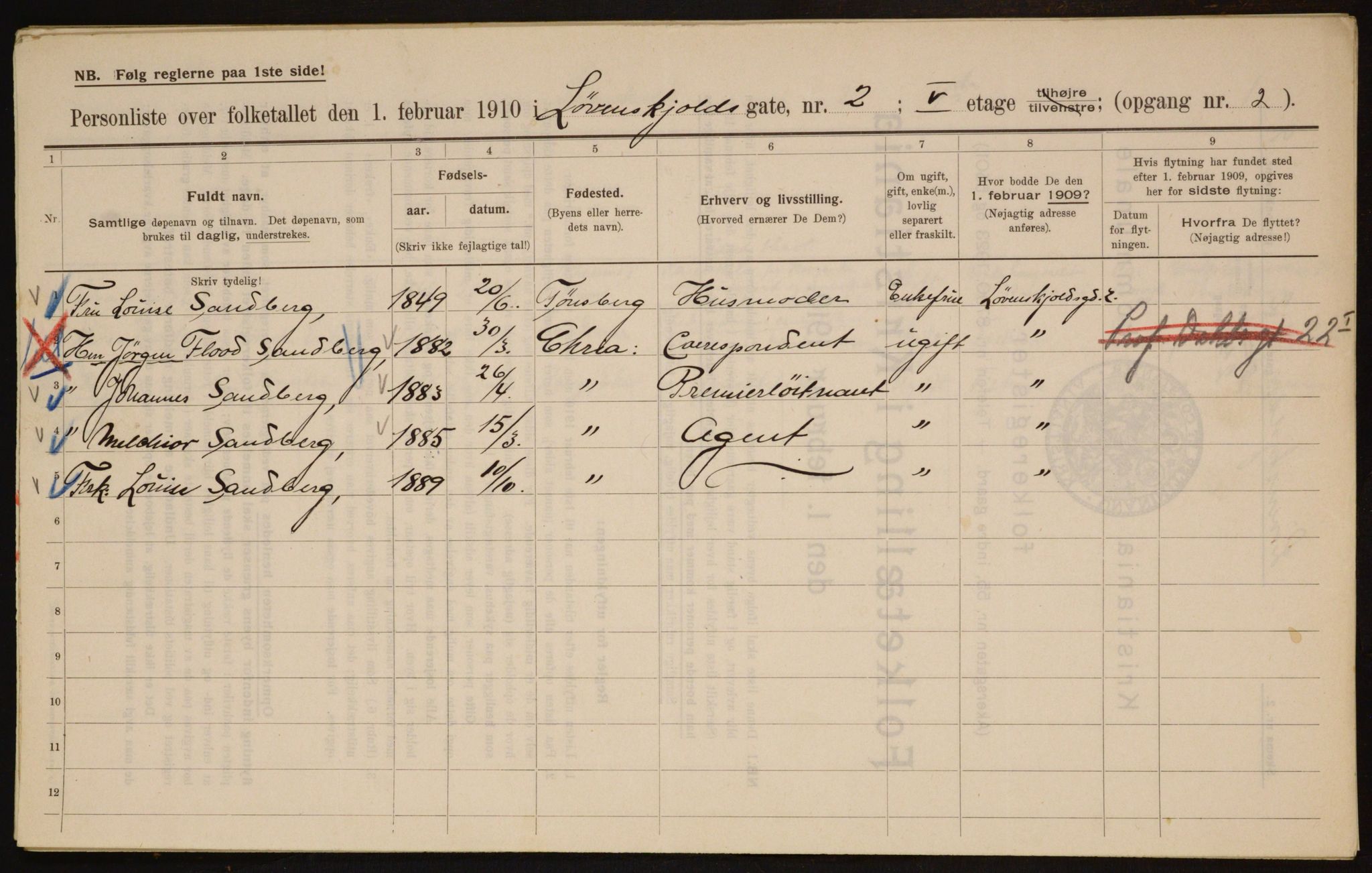 OBA, Municipal Census 1910 for Kristiania, 1910, p. 56771