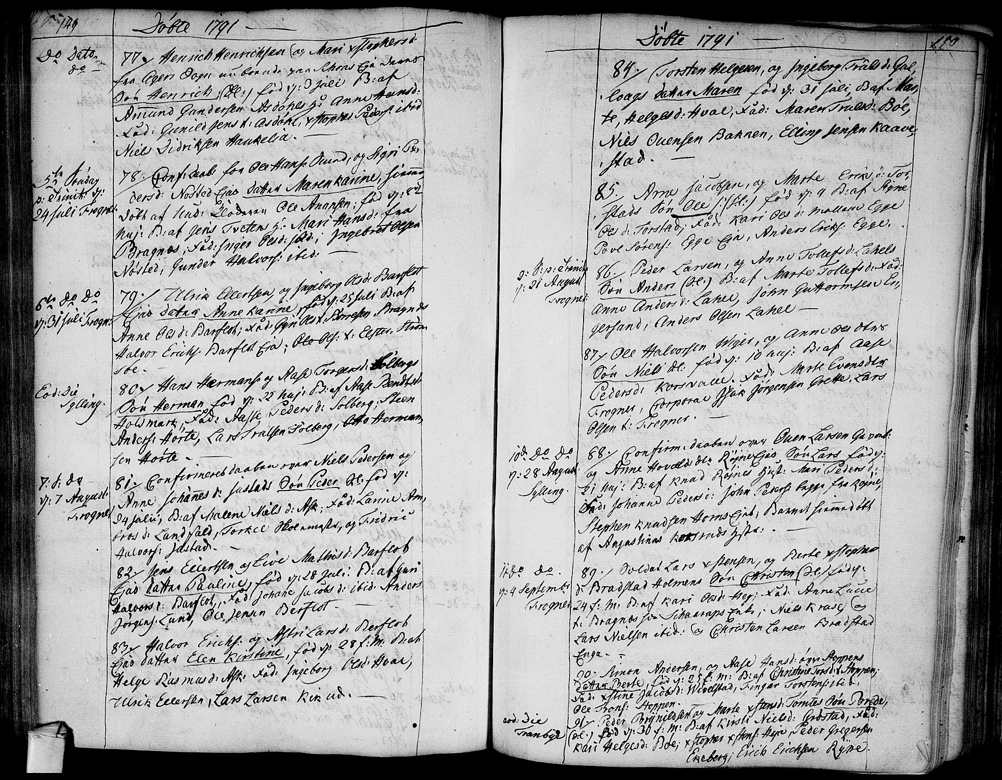 Lier kirkebøker, AV/SAKO-A-230/F/Fa/L0006: Parish register (official) no. I 6, 1777-1794, p. 149-150