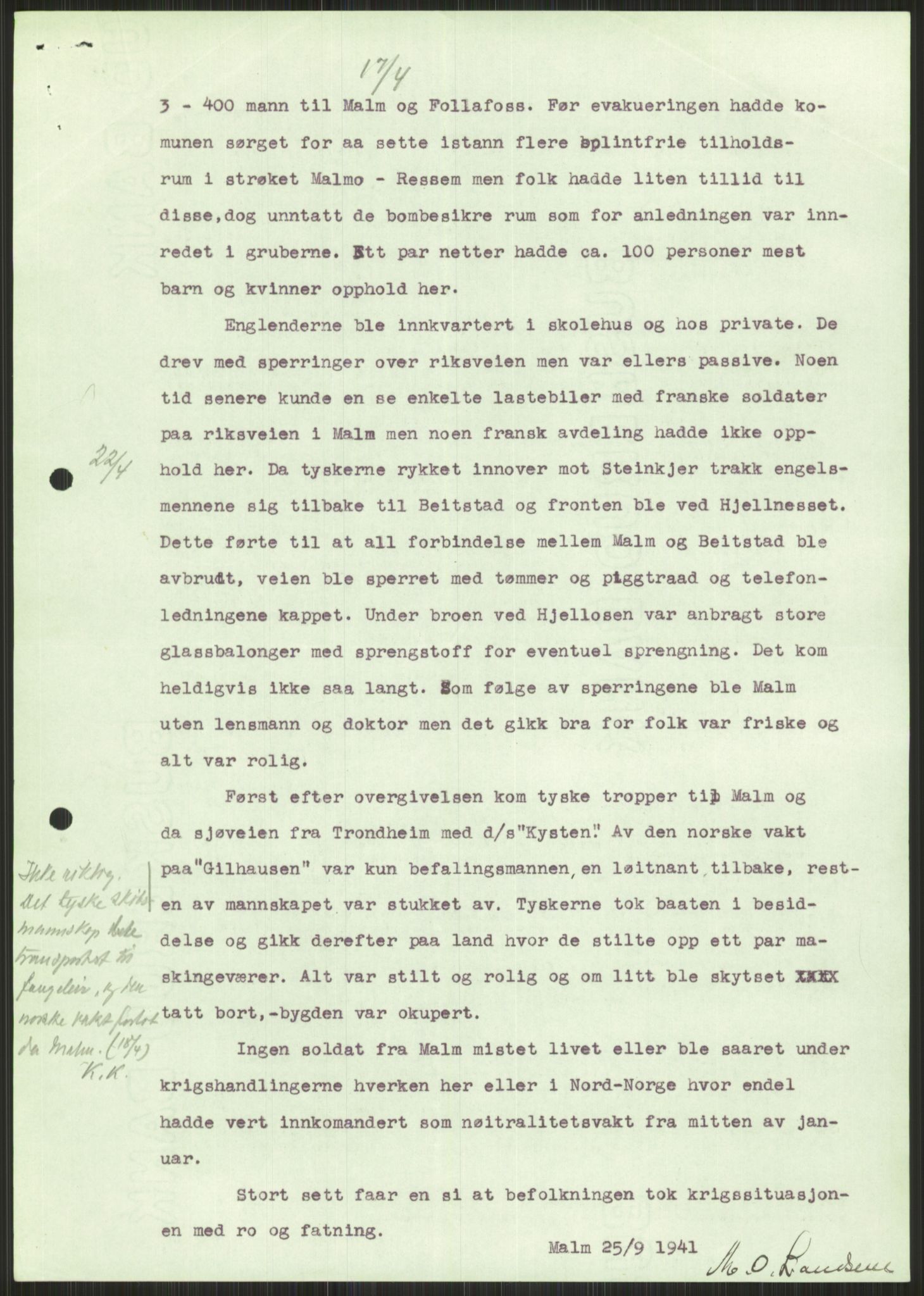 Forsvaret, Forsvarets krigshistoriske avdeling, RA/RAFA-2017/Y/Ya/L0016: II-C-11-31 - Fylkesmenn.  Rapporter om krigsbegivenhetene 1940., 1940, p. 504