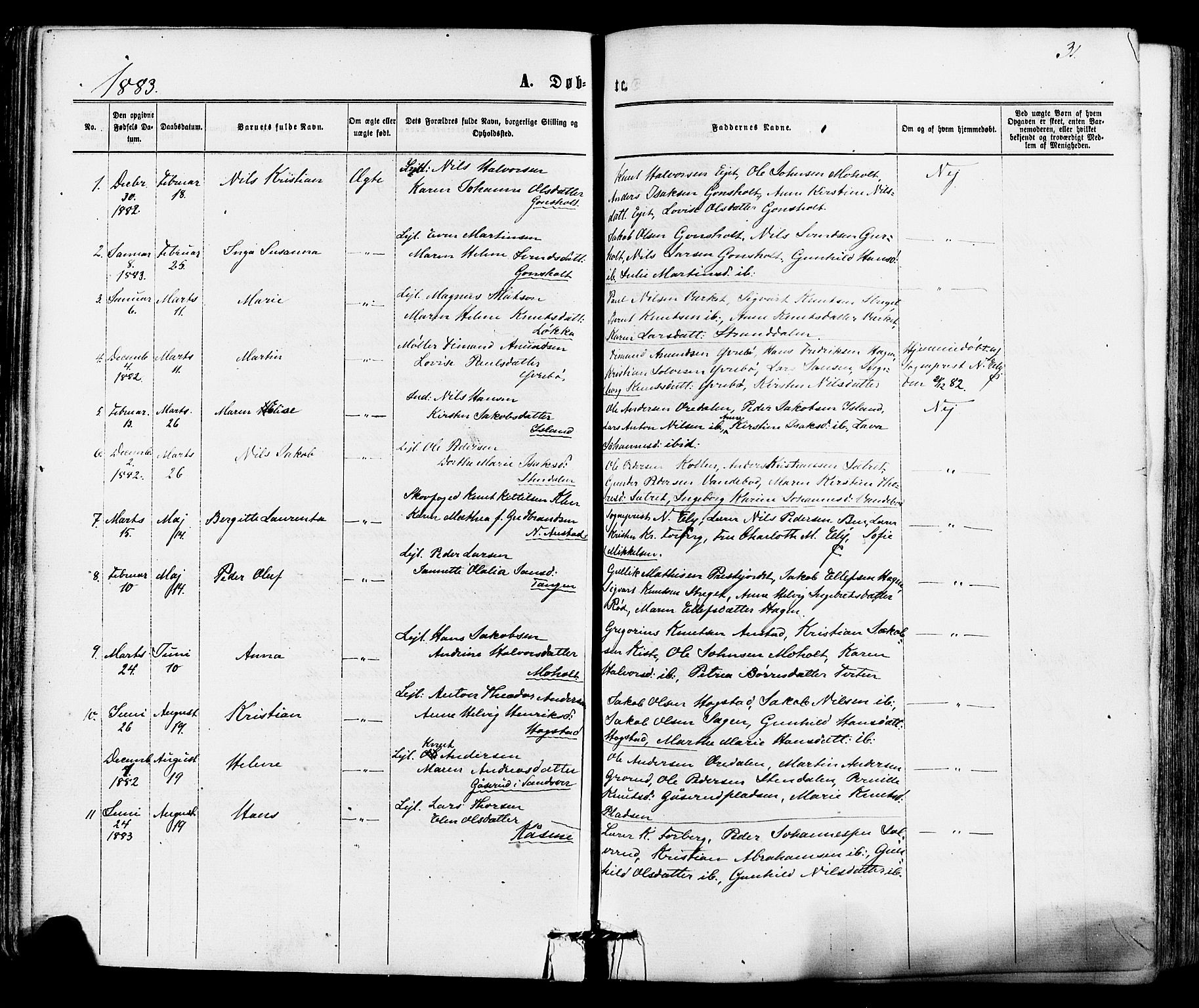 Siljan kirkebøker, SAKO/A-300/F/Fa/L0002: Parish register (official) no. 2, 1870-1895, p. 31