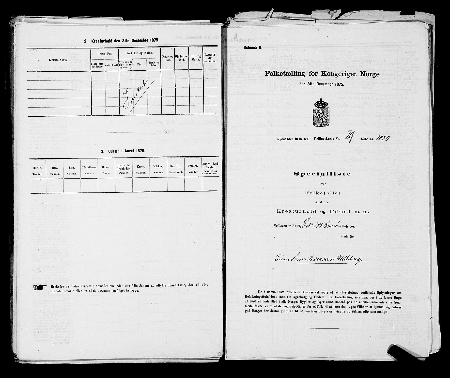 SAKO, 1875 census for 0602 Drammen, 1875, p. 2763