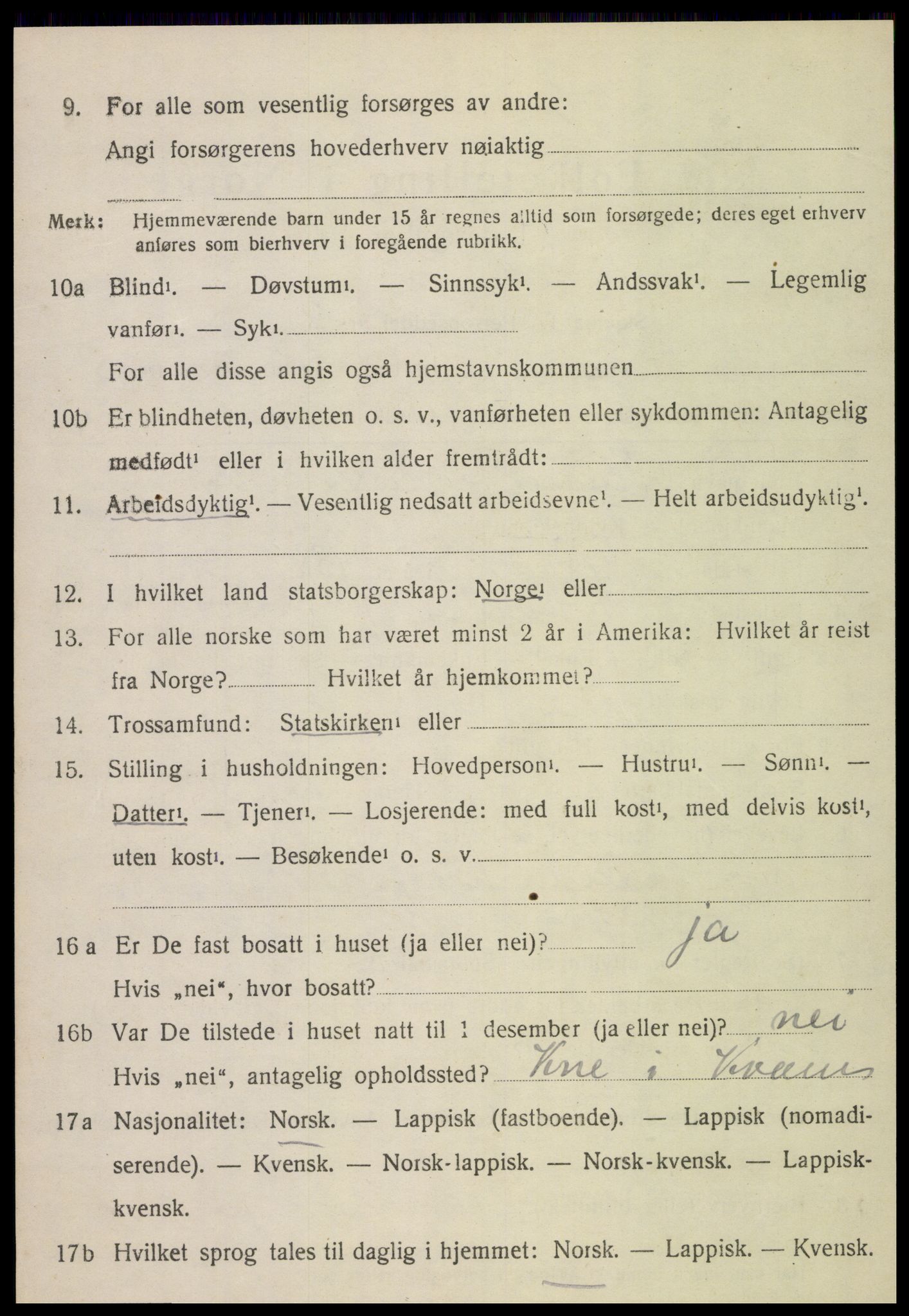 SAT, 1920 census for Kvam, 1920, p. 1394
