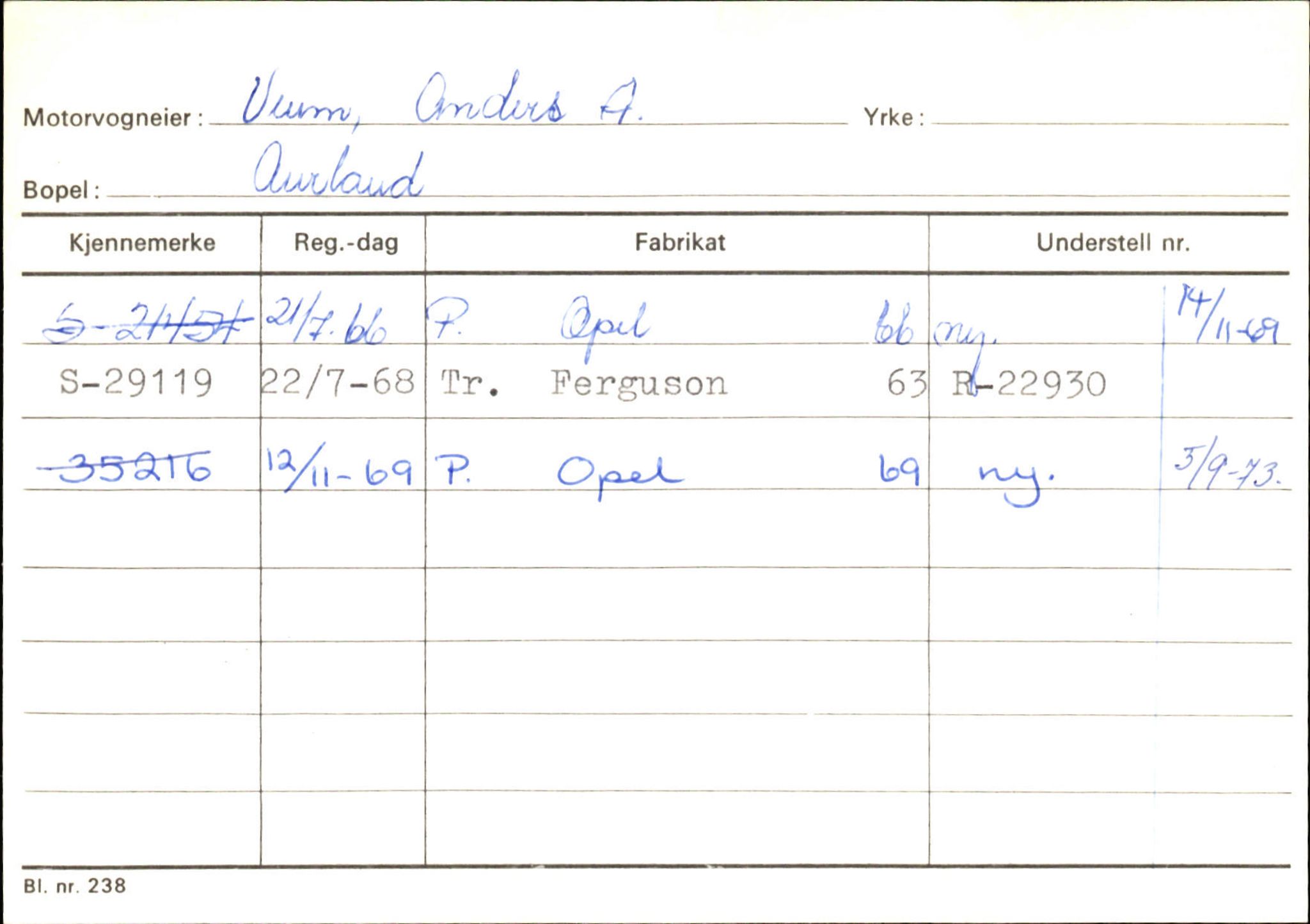 Statens vegvesen, Sogn og Fjordane vegkontor, SAB/A-5301/4/F/L0125: Eigarregister Sogndal V-Å. Aurland A-Å. Fjaler A-N, 1945-1975, p. 1218