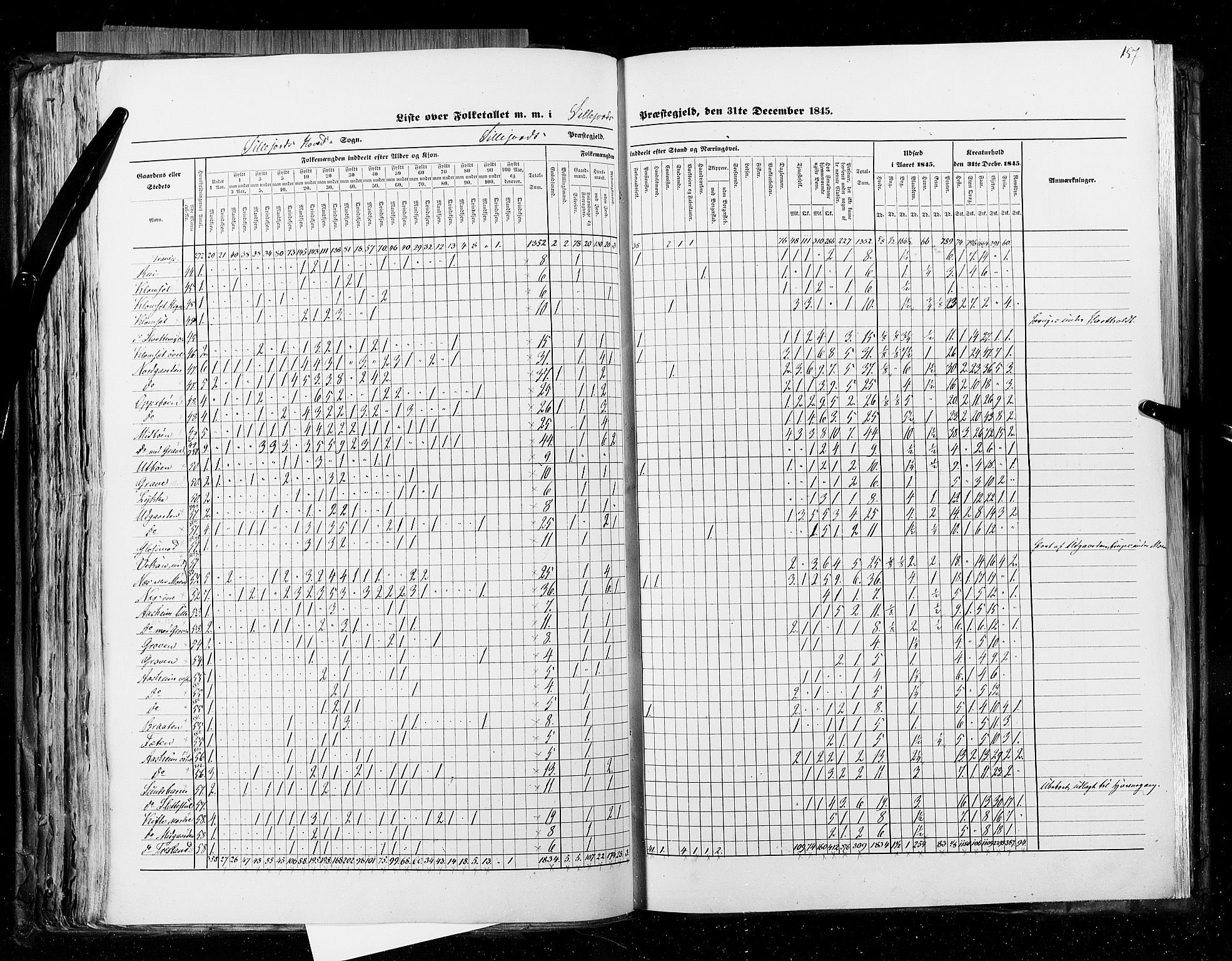 RA, Census 1845, vol. 5: Bratsberg amt og Nedenes og Råbyggelaget amt, 1845, p. 157