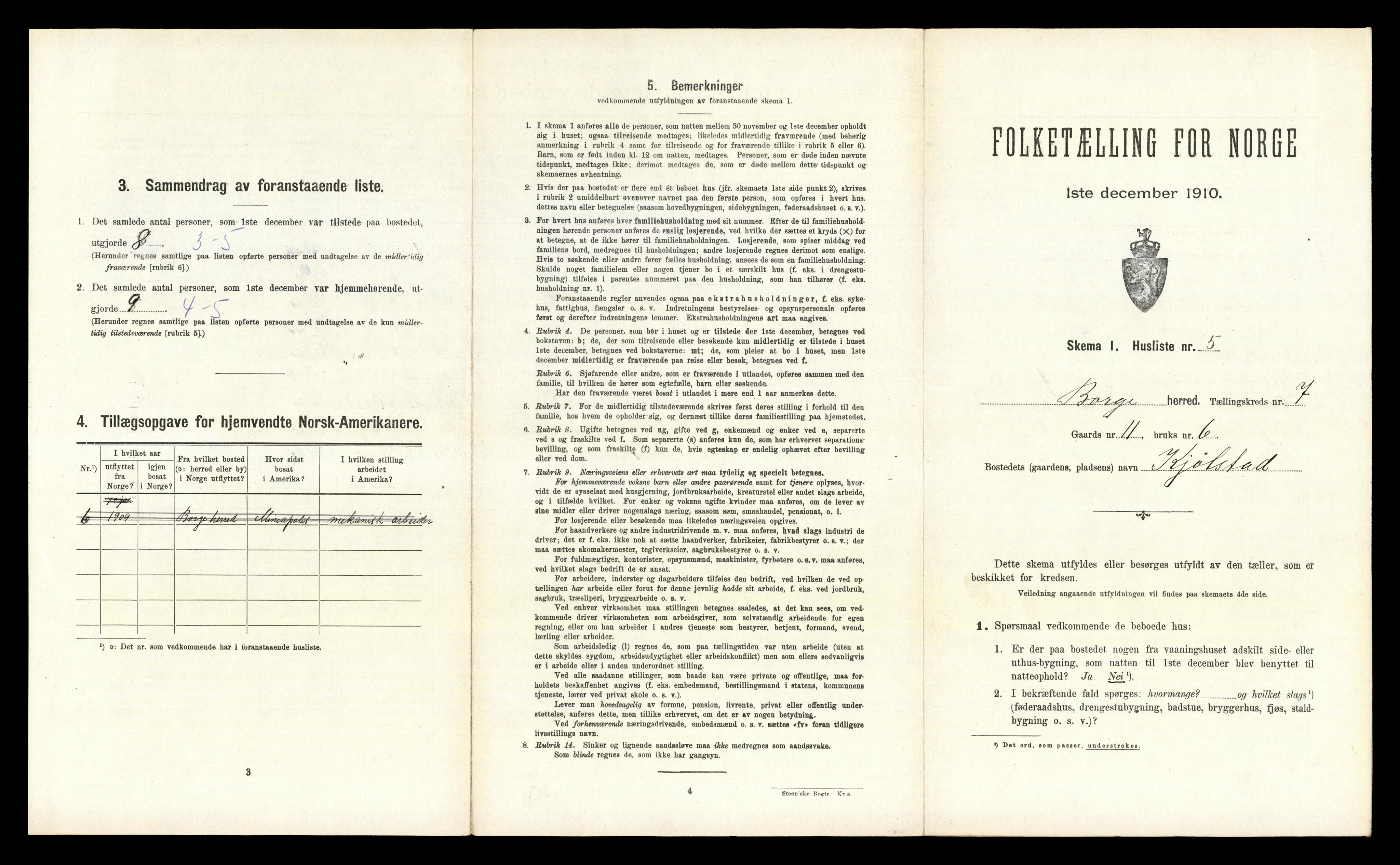 RA, 1910 census for Borge, 1910, p. 944