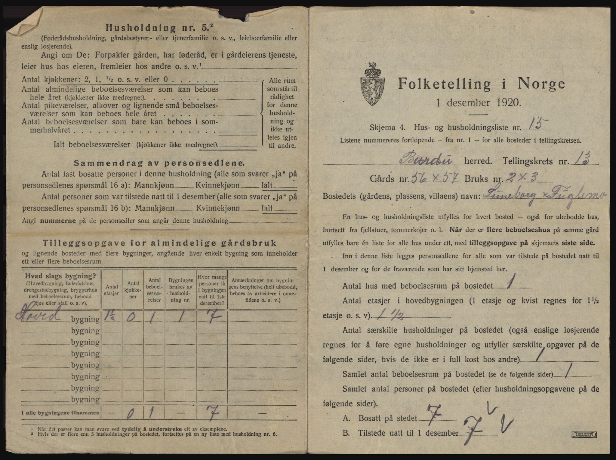 SATØ, 1920 census for Bardu, 1920, p. 623