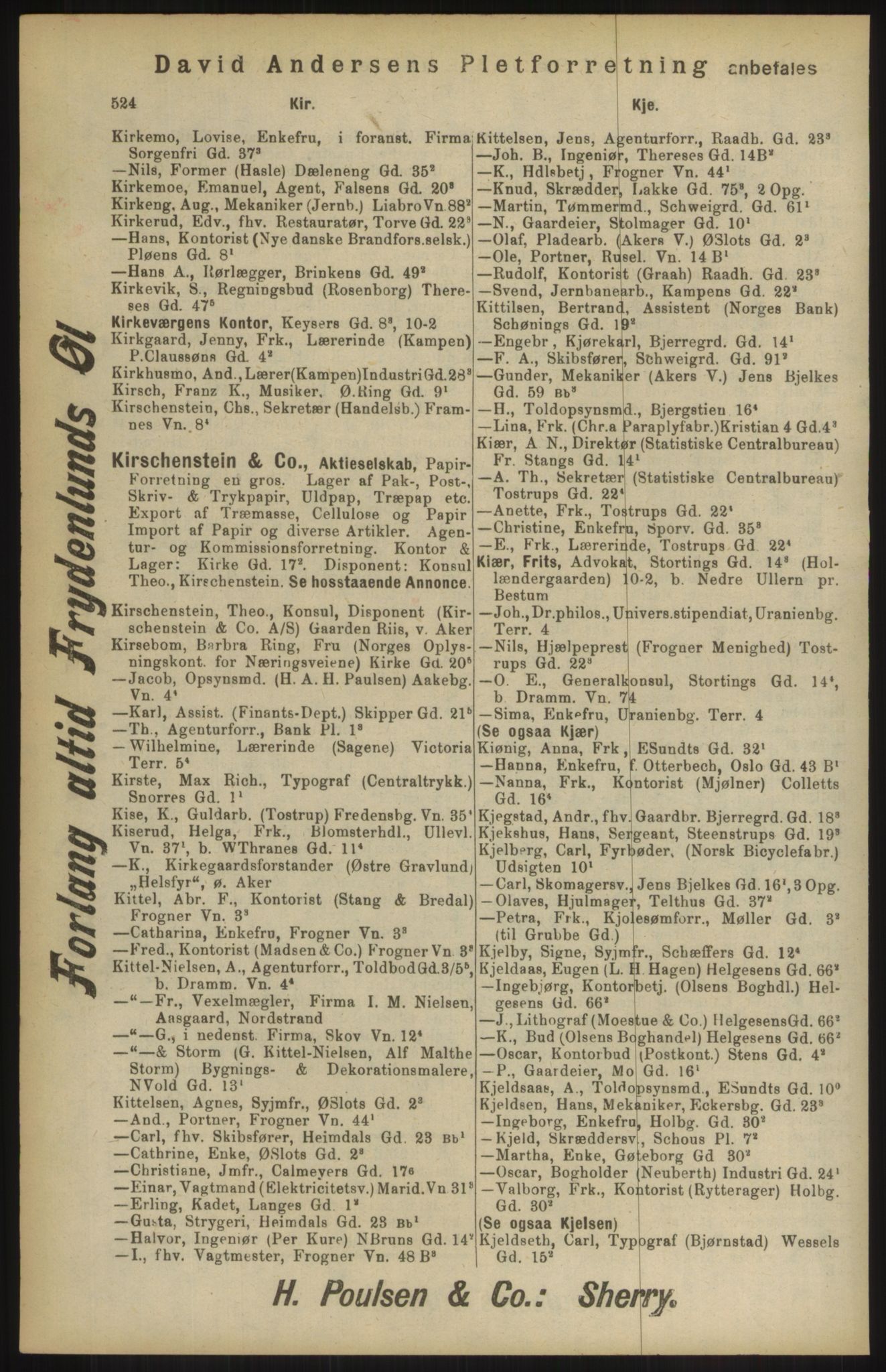 Kristiania/Oslo adressebok, PUBL/-, 1904, p. 524