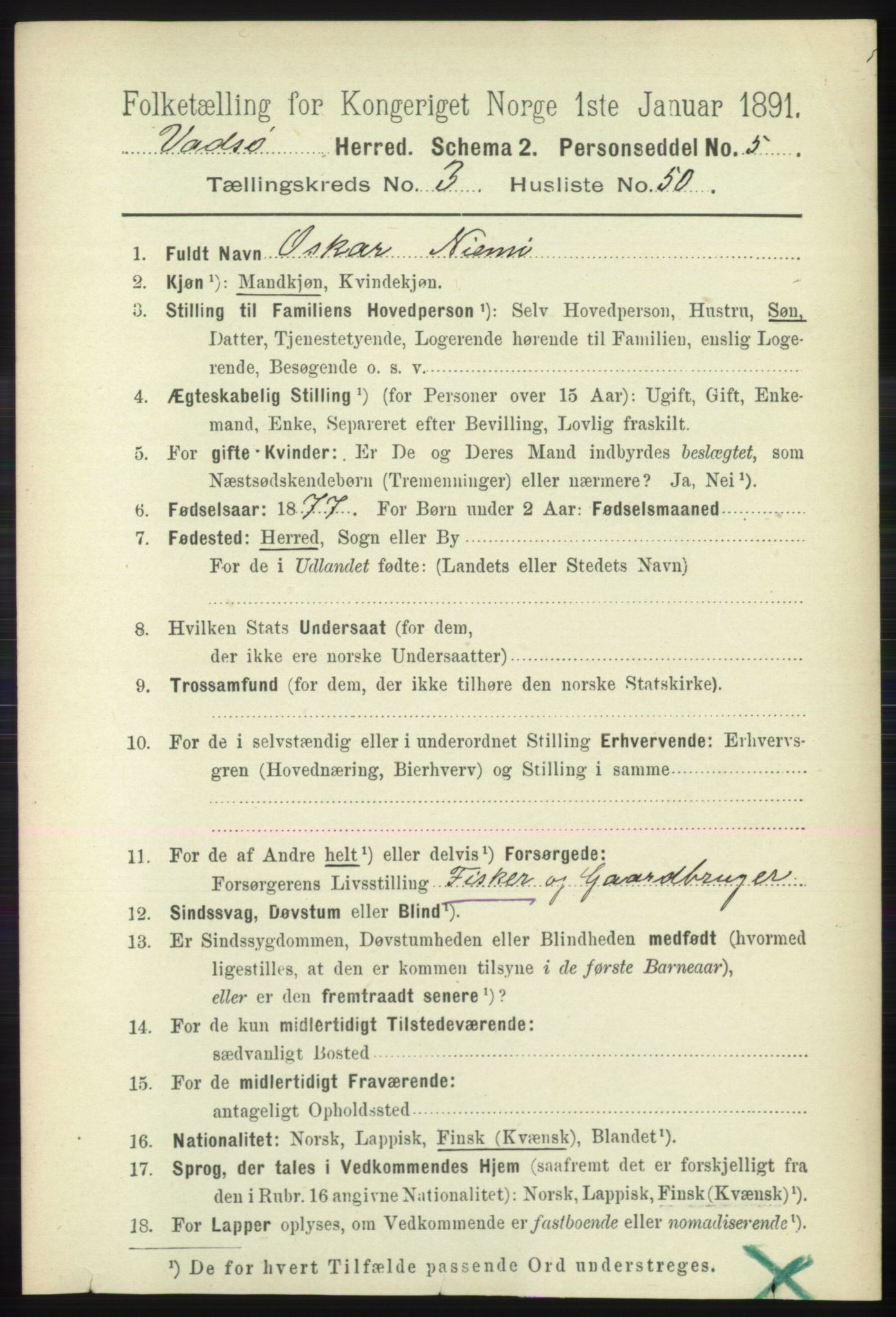 RA, 1891 census for 2029 Vadsø, 1891, p. 1124