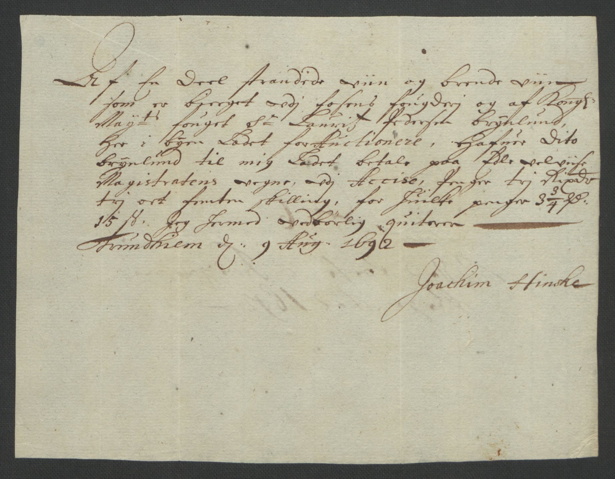 Rentekammeret inntil 1814, Reviderte regnskaper, Fogderegnskap, RA/EA-4092/R57/L3849: Fogderegnskap Fosen, 1692-1693, p. 244