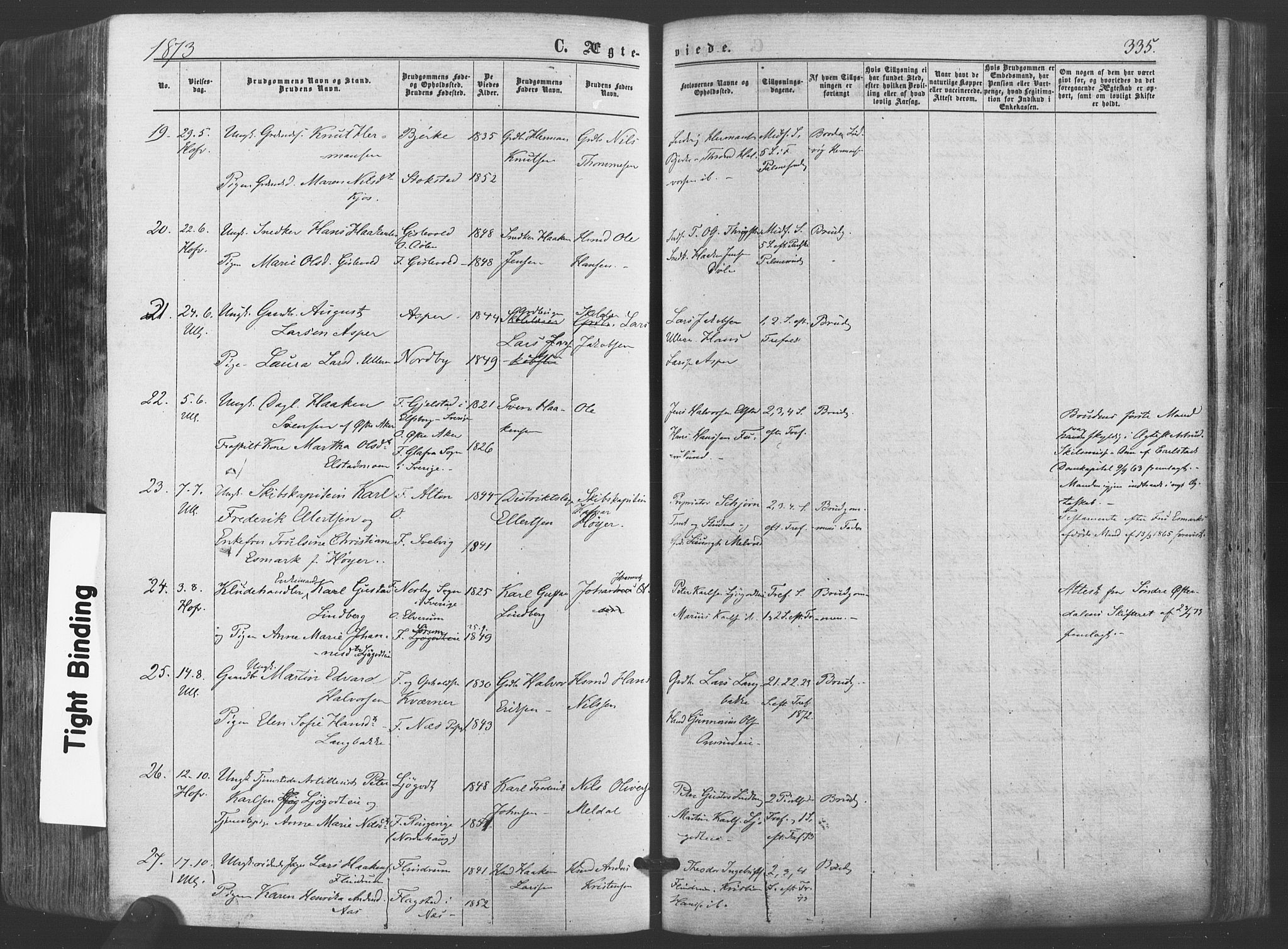 Ullensaker prestekontor Kirkebøker, AV/SAO-A-10236a/F/Fa/L0016: Parish register (official) no. I 16, 1863-1875, p. 335