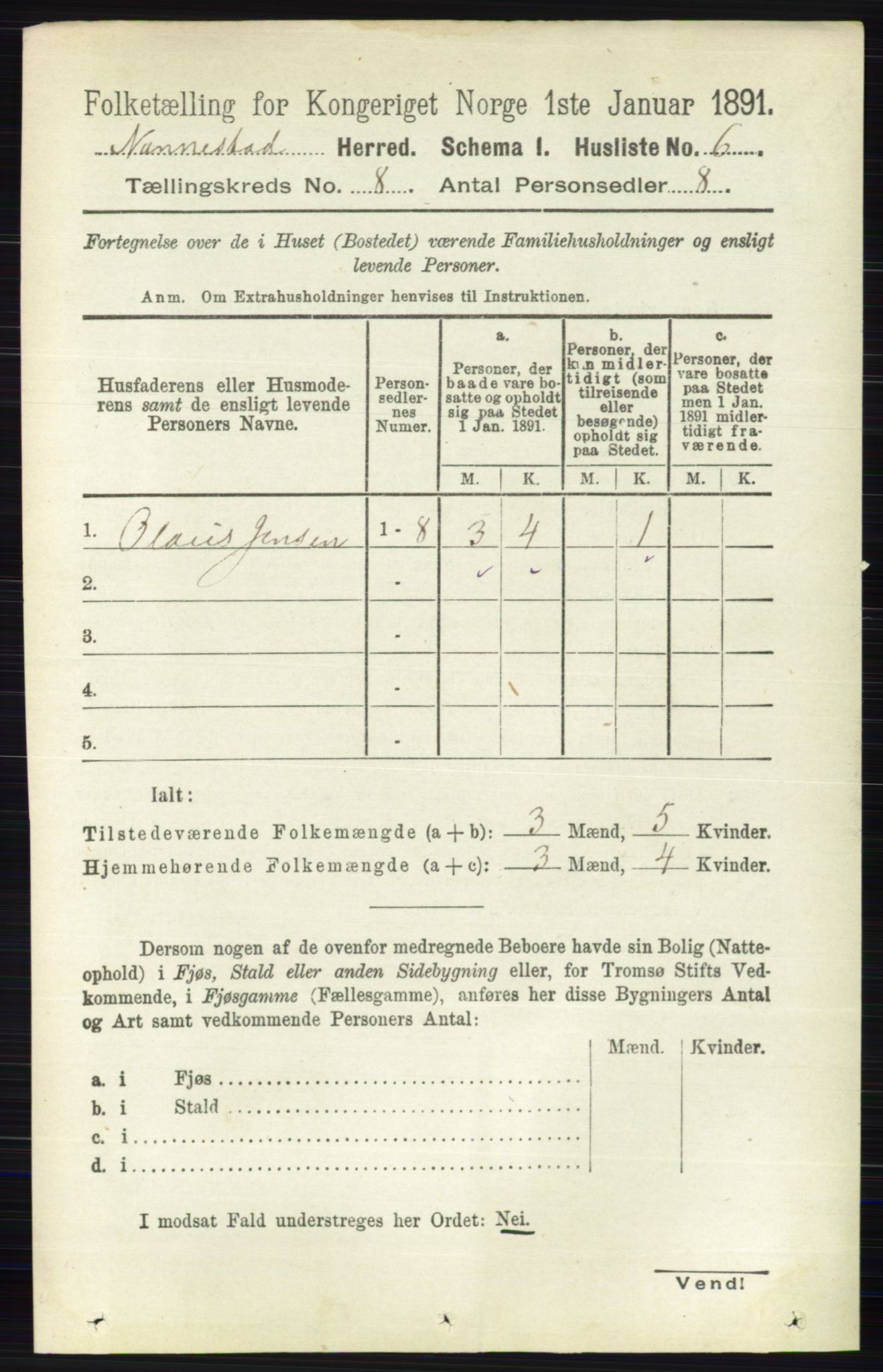 RA, 1891 census for 0238 Nannestad, 1891, p. 4337