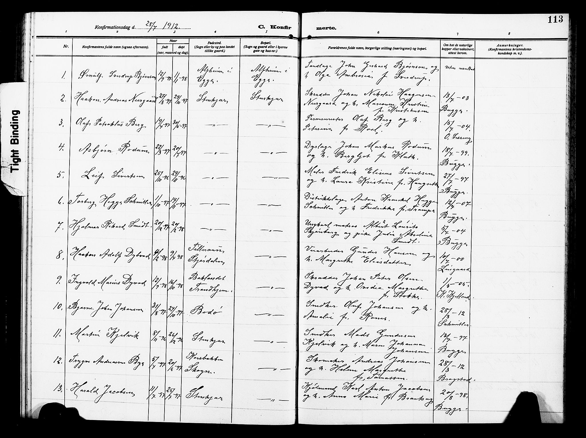 Ministerialprotokoller, klokkerbøker og fødselsregistre - Nord-Trøndelag, SAT/A-1458/739/L0376: Parish register (copy) no. 739C04, 1908-1917, p. 113