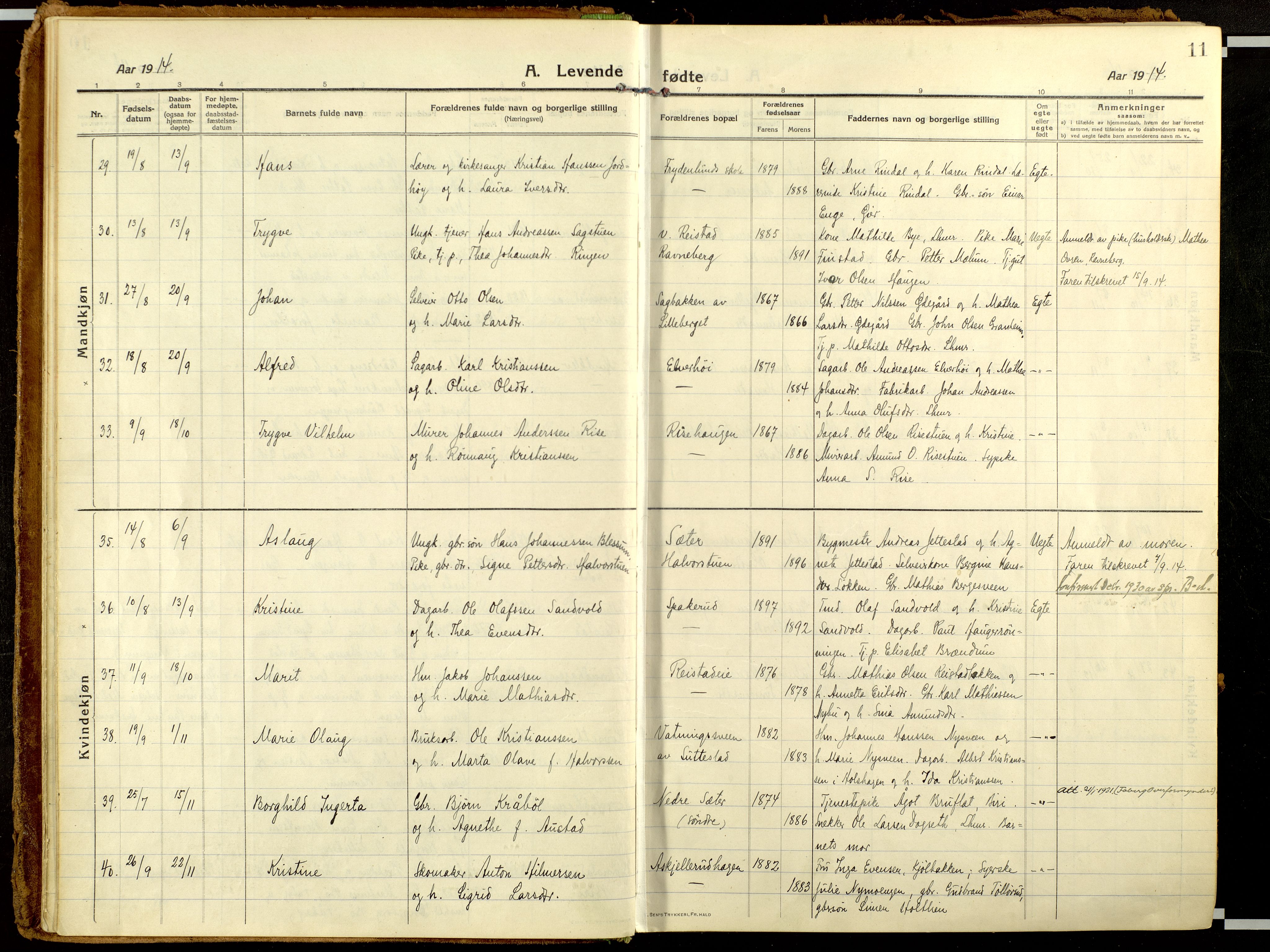 Fåberg prestekontor, AV/SAH-PREST-086/H/Ha/Haa/L0013: Parish register (official) no. 13, 1913-1928, p. 11