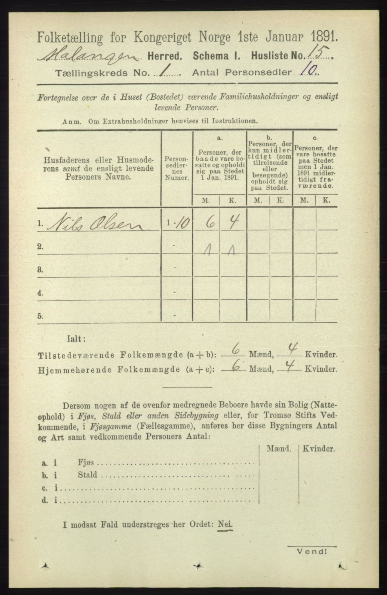 RA, 1891 census for 1932 Malangen, 1891, p. 30