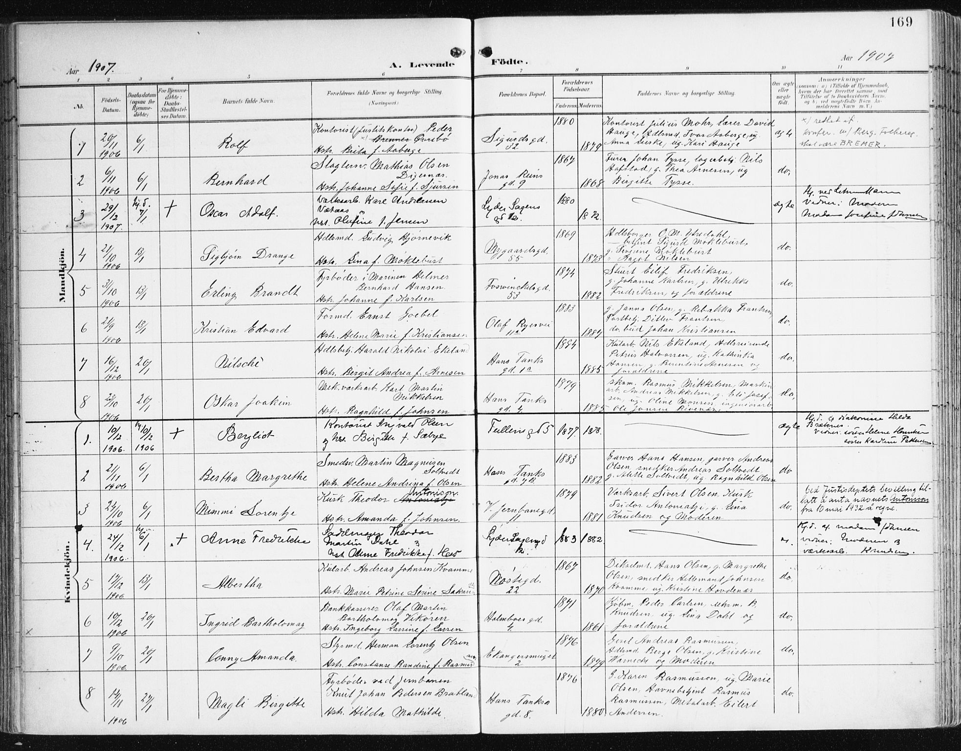 Johanneskirken sokneprestembete, AV/SAB-A-76001/H/Haa/L0002: Parish register (official) no. A 2, 1900-1912, p. 169
