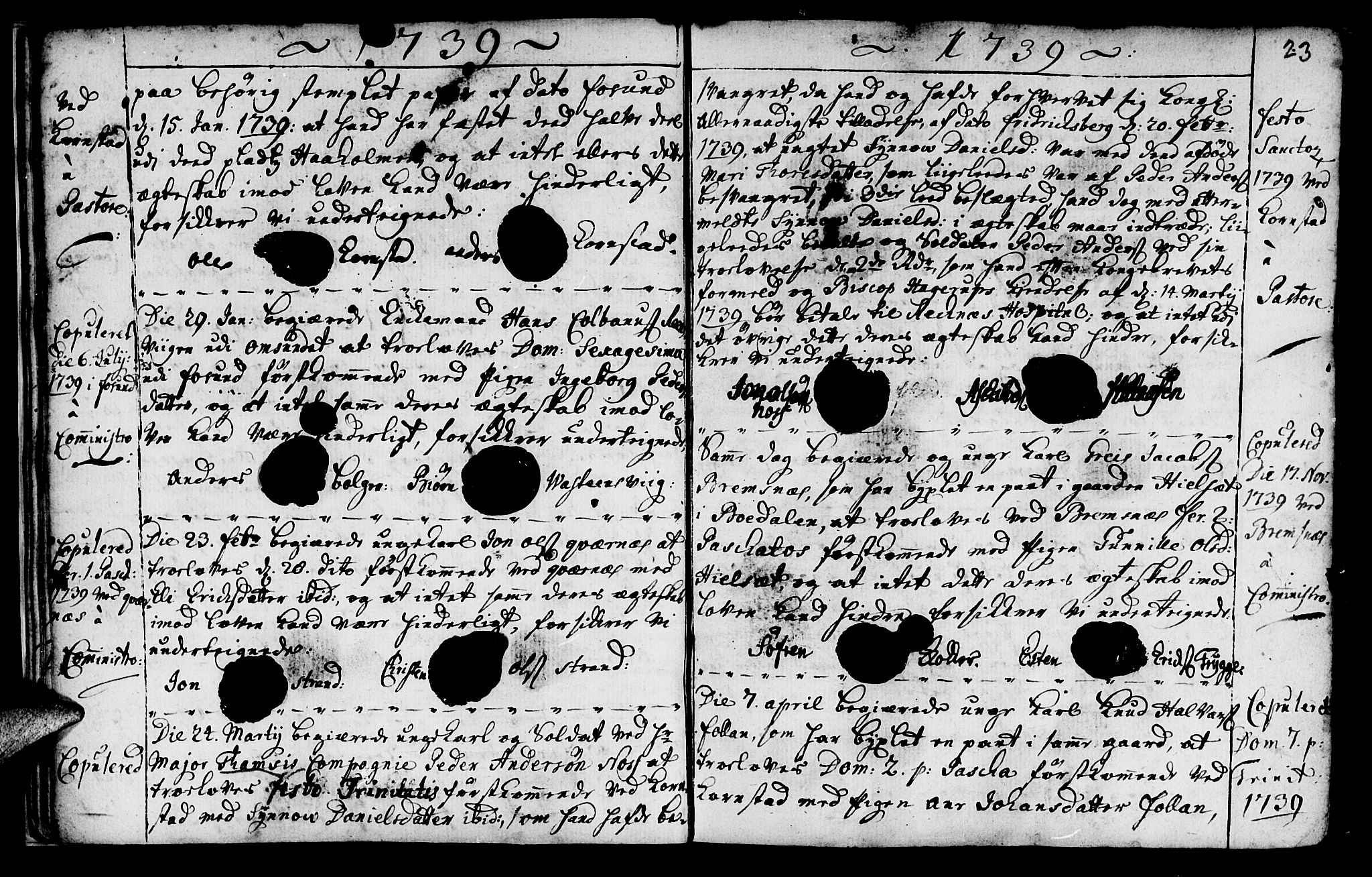 Ministerialprotokoller, klokkerbøker og fødselsregistre - Møre og Romsdal, AV/SAT-A-1454/568/L0792: Parish register (official) no. 568A01, 1737-1749, p. 22-23