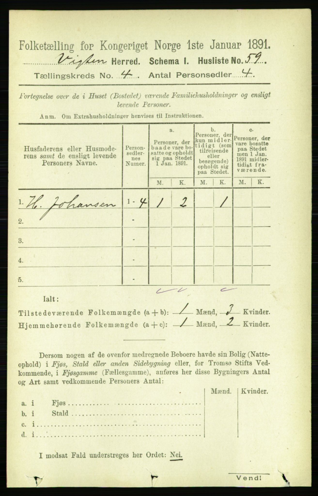 RA, 1891 census for 1750 Vikna, 1891, p. 2302