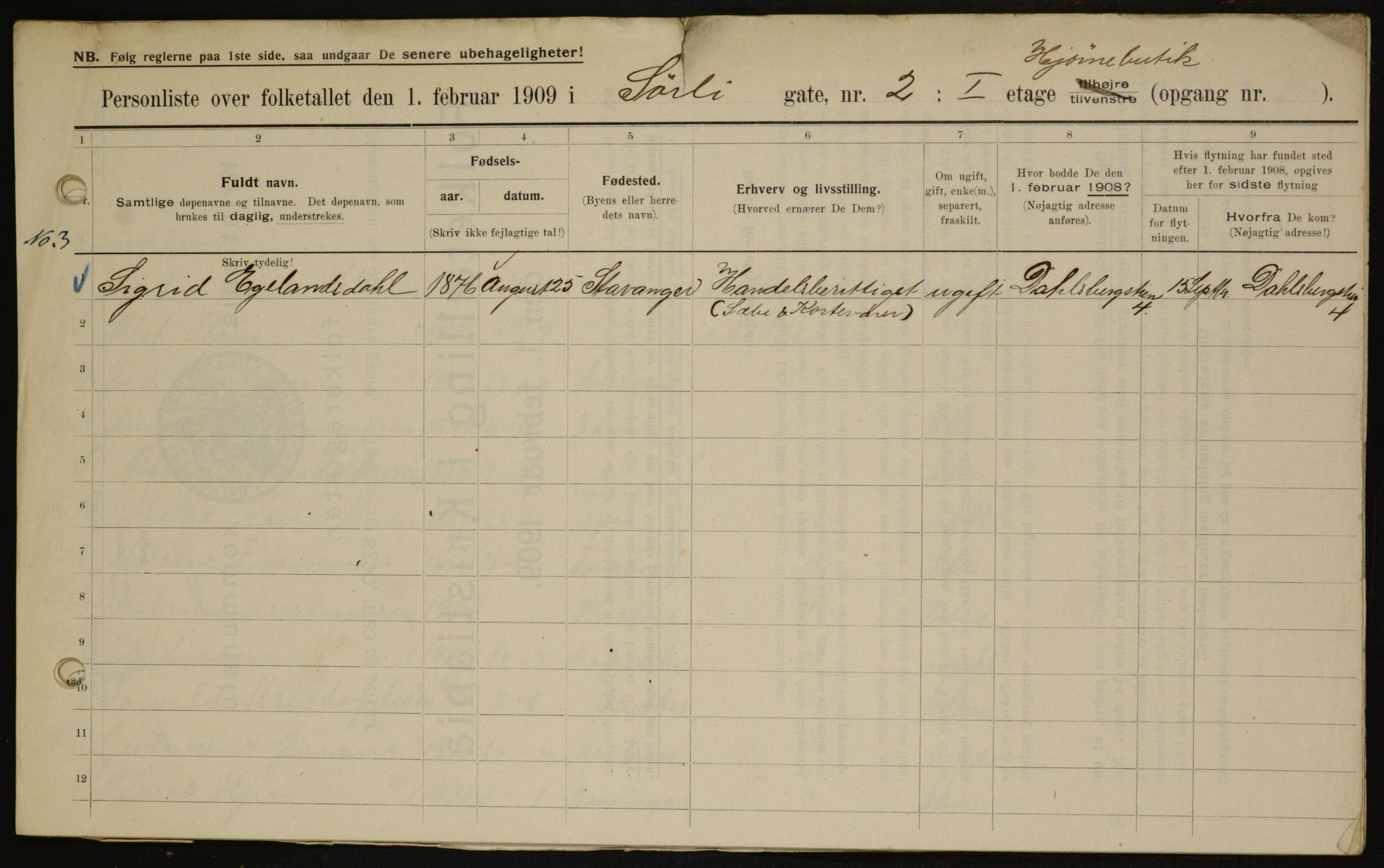 OBA, Municipal Census 1909 for Kristiania, 1909, p. 96424