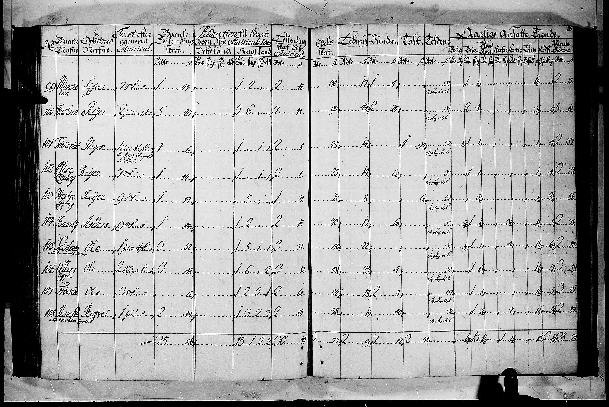 Rentekammeret inntil 1814, Realistisk ordnet avdeling, AV/RA-EA-4070/N/Nb/Nbf/L0105: Hadeland, Toten og Valdres matrikkelprotokoll, 1723, p. 114b-115a