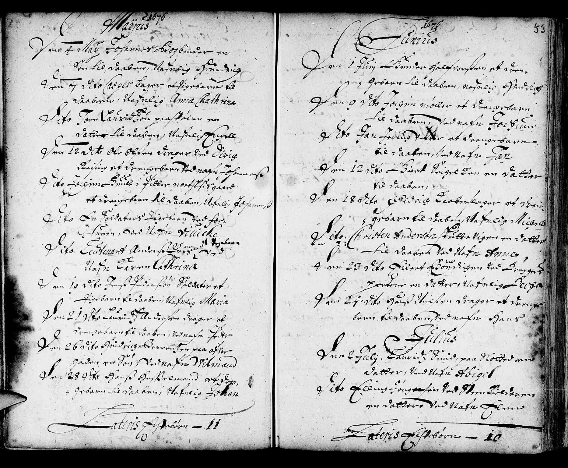 Korskirken sokneprestembete, AV/SAB-A-76101/H/Haa/L0001: Parish register (official) no. A 1, 1674-1688, p. 53