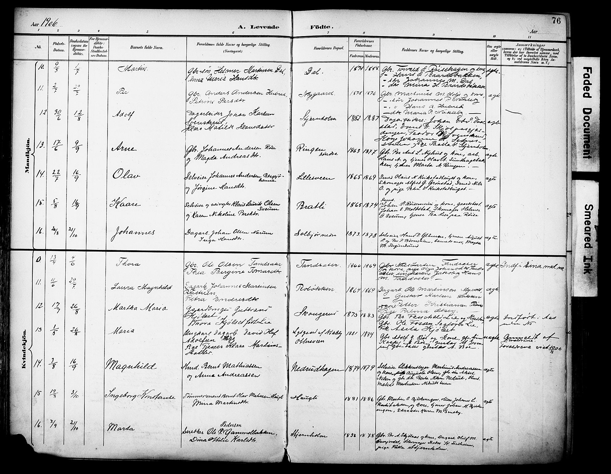 Vestre Toten prestekontor, SAH/PREST-108/H/Ha/Haa/L0013: Parish register (official) no. 13, 1895-1911, p. 76