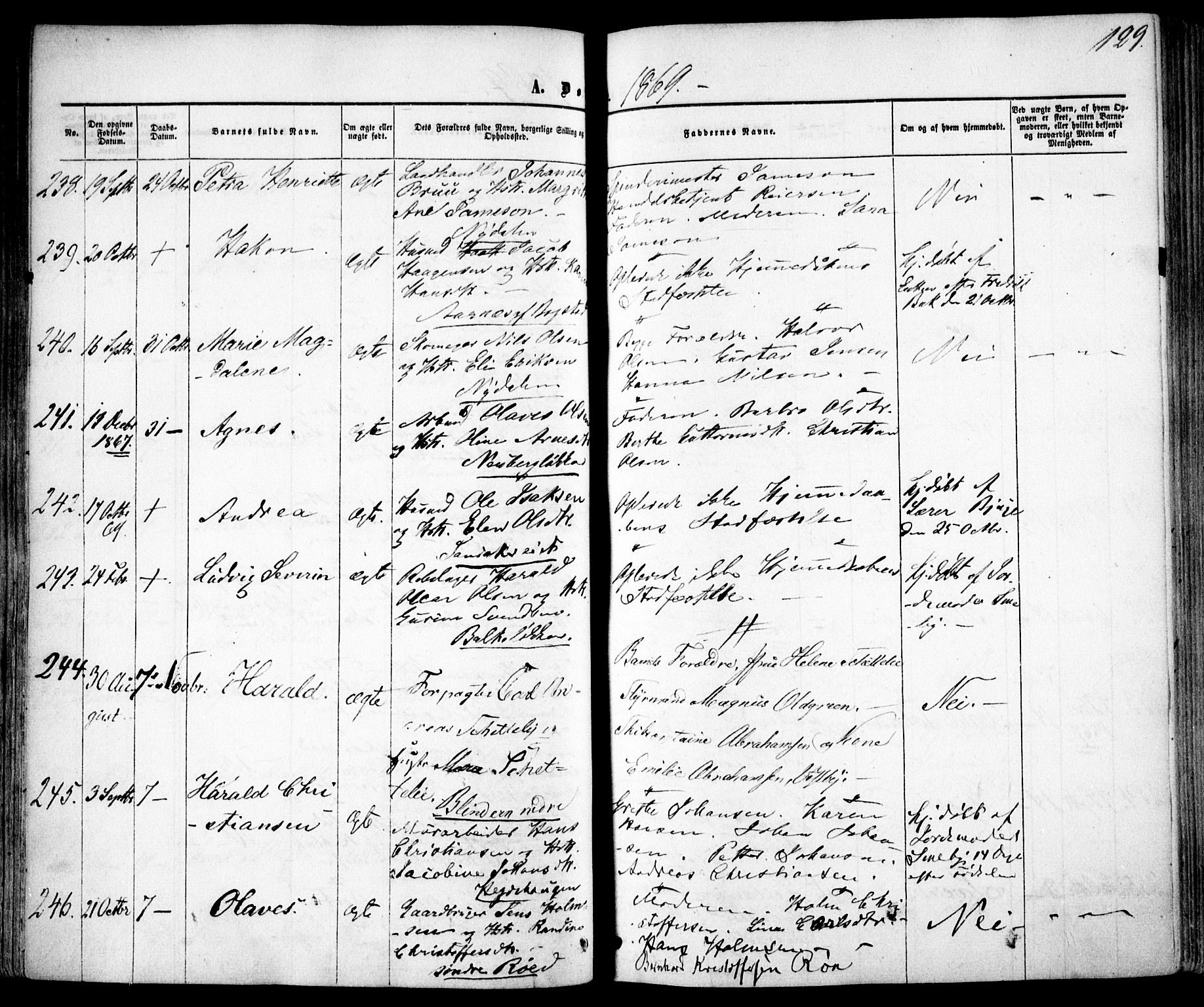 Vestre Aker prestekontor Kirkebøker, SAO/A-10025/F/Fa/L0004: Parish register (official) no. 4, 1857-1877, p. 129