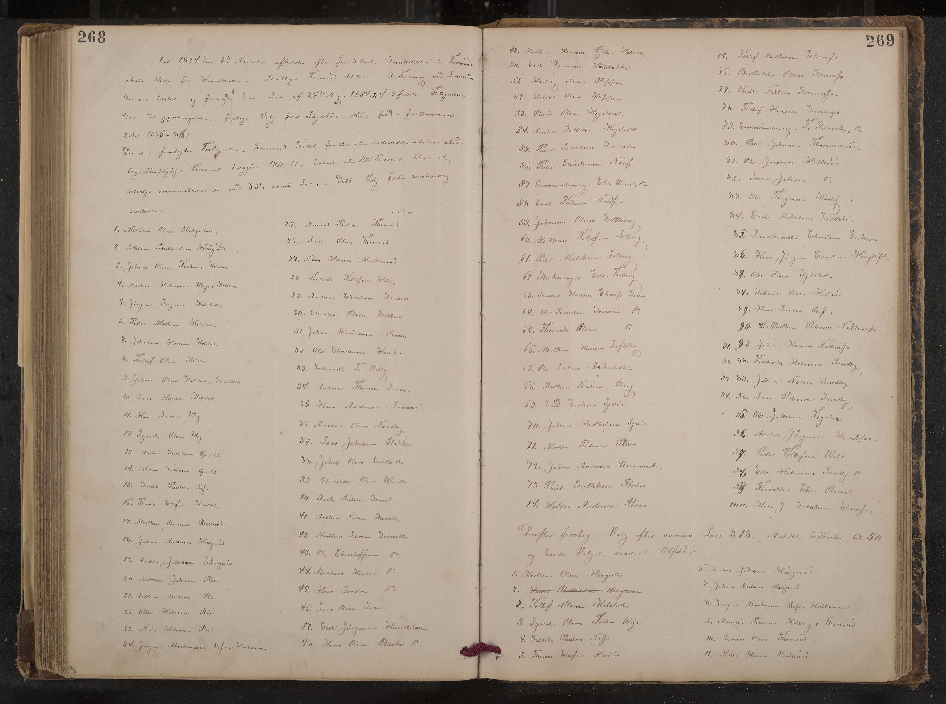 Hof formannskap og sentraladministrasjon, IKAK/0714021-1/A/Aa/L0003: Møtebok med register, 1874-1888, p. 268-269