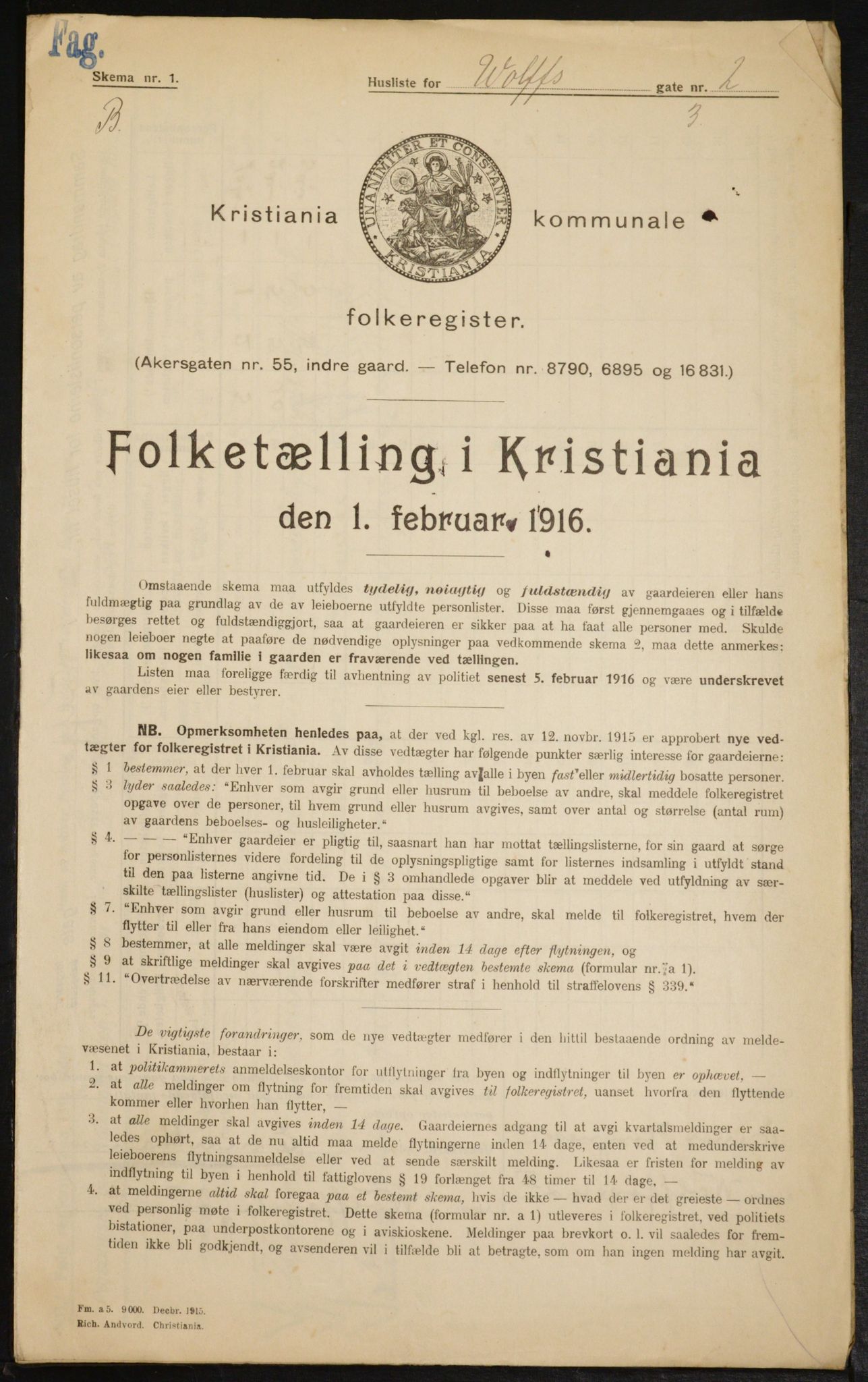 OBA, Municipal Census 1916 for Kristiania, 1916, p. 132170