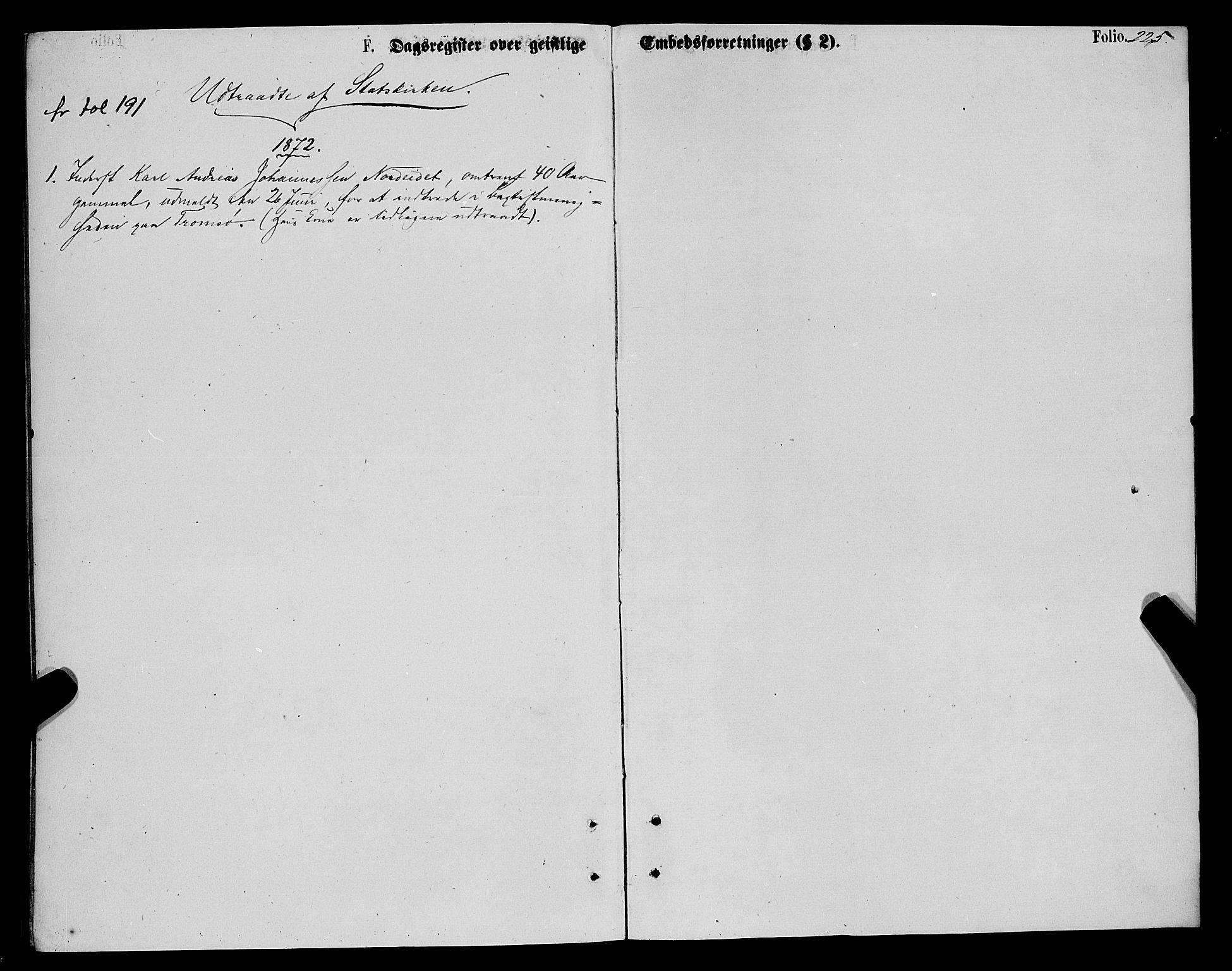 Karlsøy sokneprestembete, SATØ/S-1299/H/Ha/Haa/L0005kirke: Parish register (official) no. 5, 1872-1878, p. 225