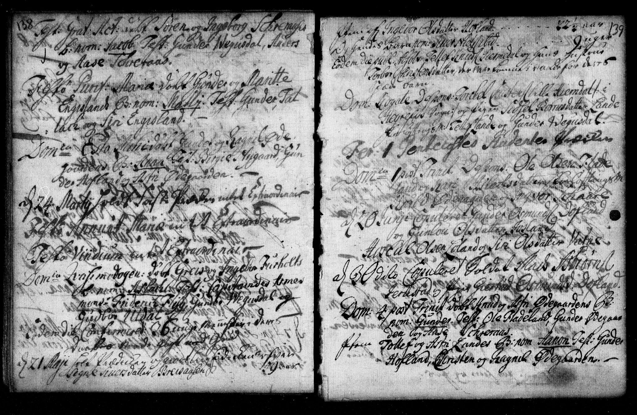 Herefoss sokneprestkontor, AV/SAK-1111-0019/F/Fa/Fab/L0001: Parish register (official) no. A 1, 1704-1779, p. 138-139