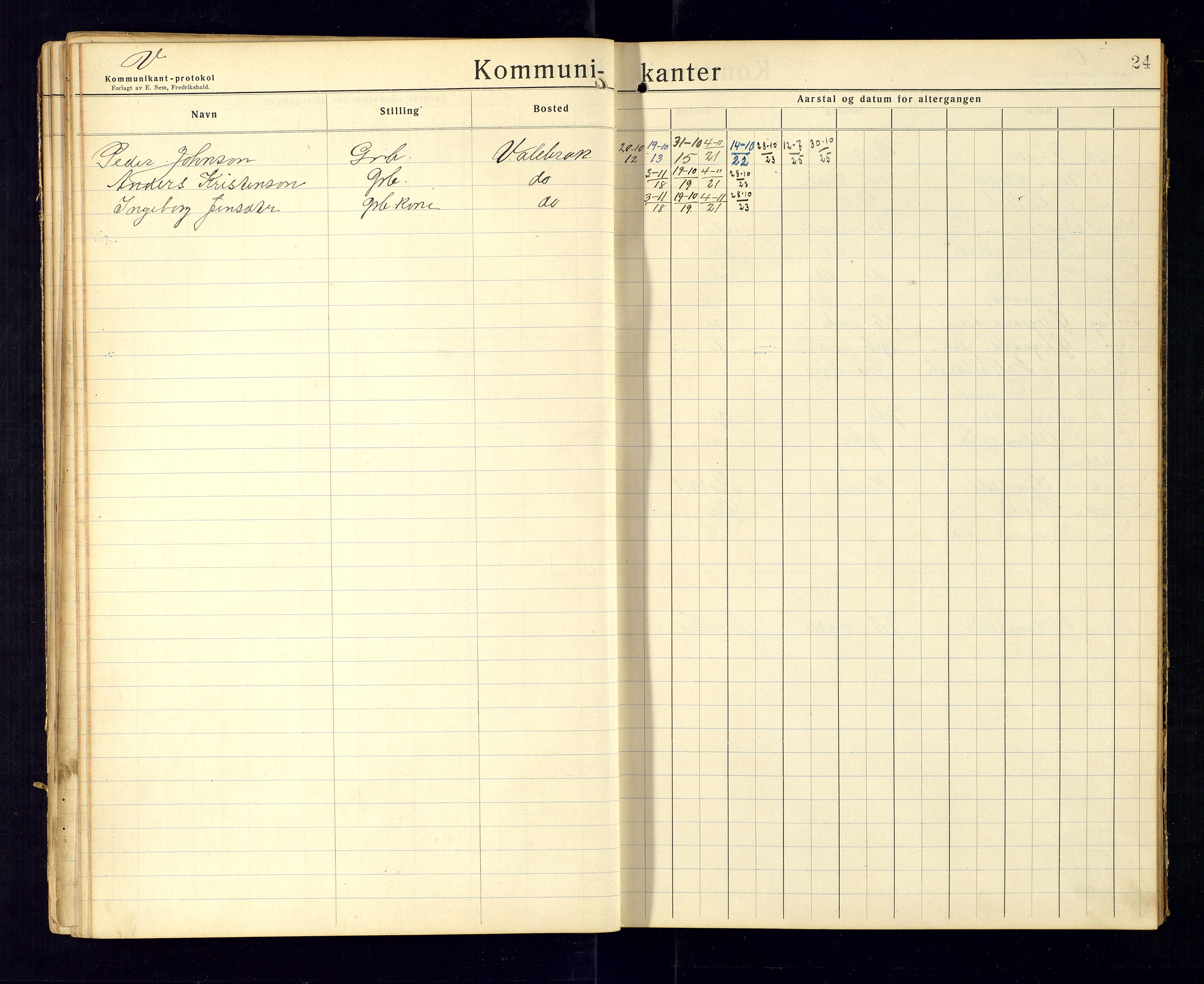 Bjelland sokneprestkontor, SAK/1111-0005/F/Fc/Fca/L0002: Communicants register no. C-3, 1912-1958, p. 24
