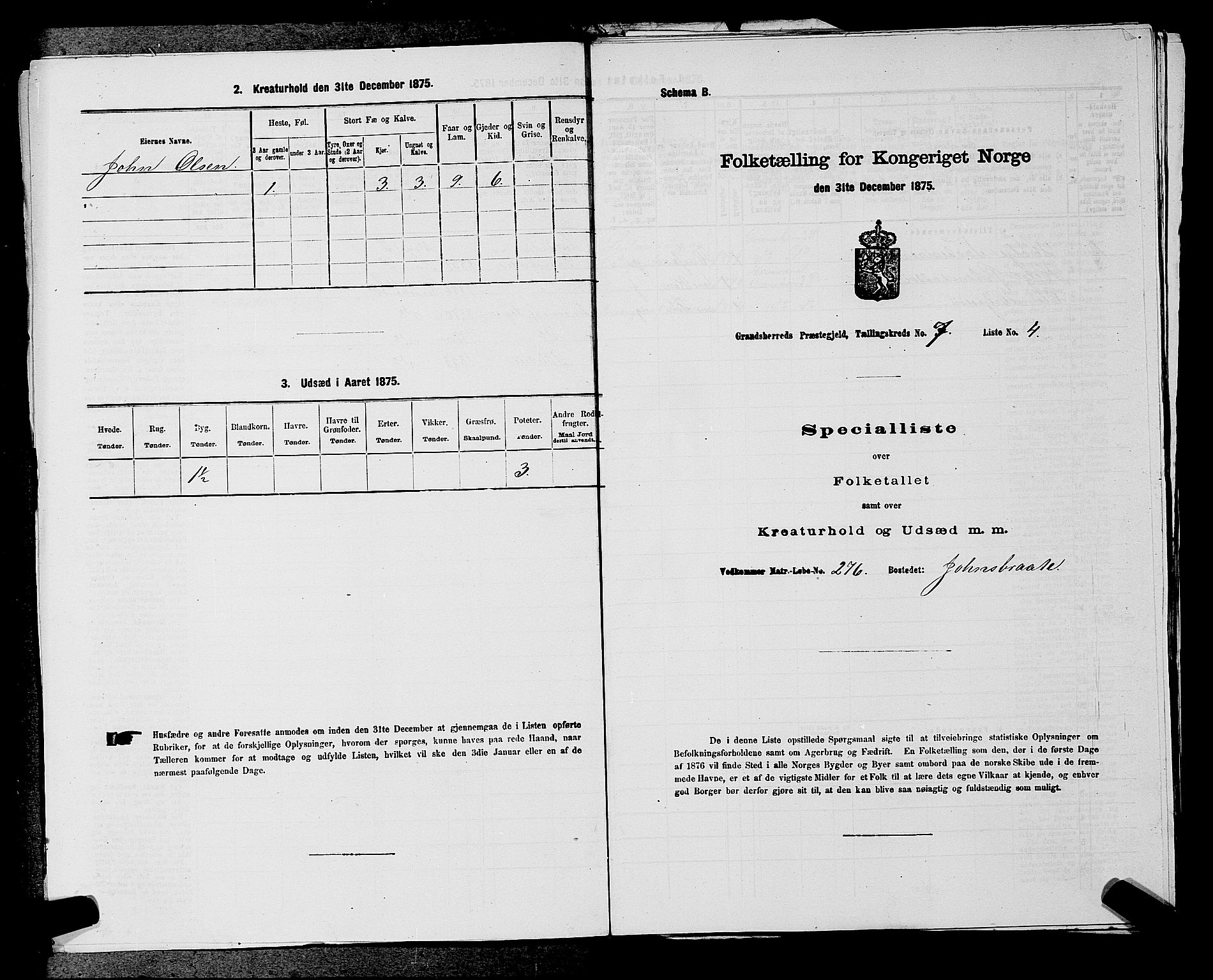 SAKO, 1875 census for 0824P Gransherad, 1875, p. 811