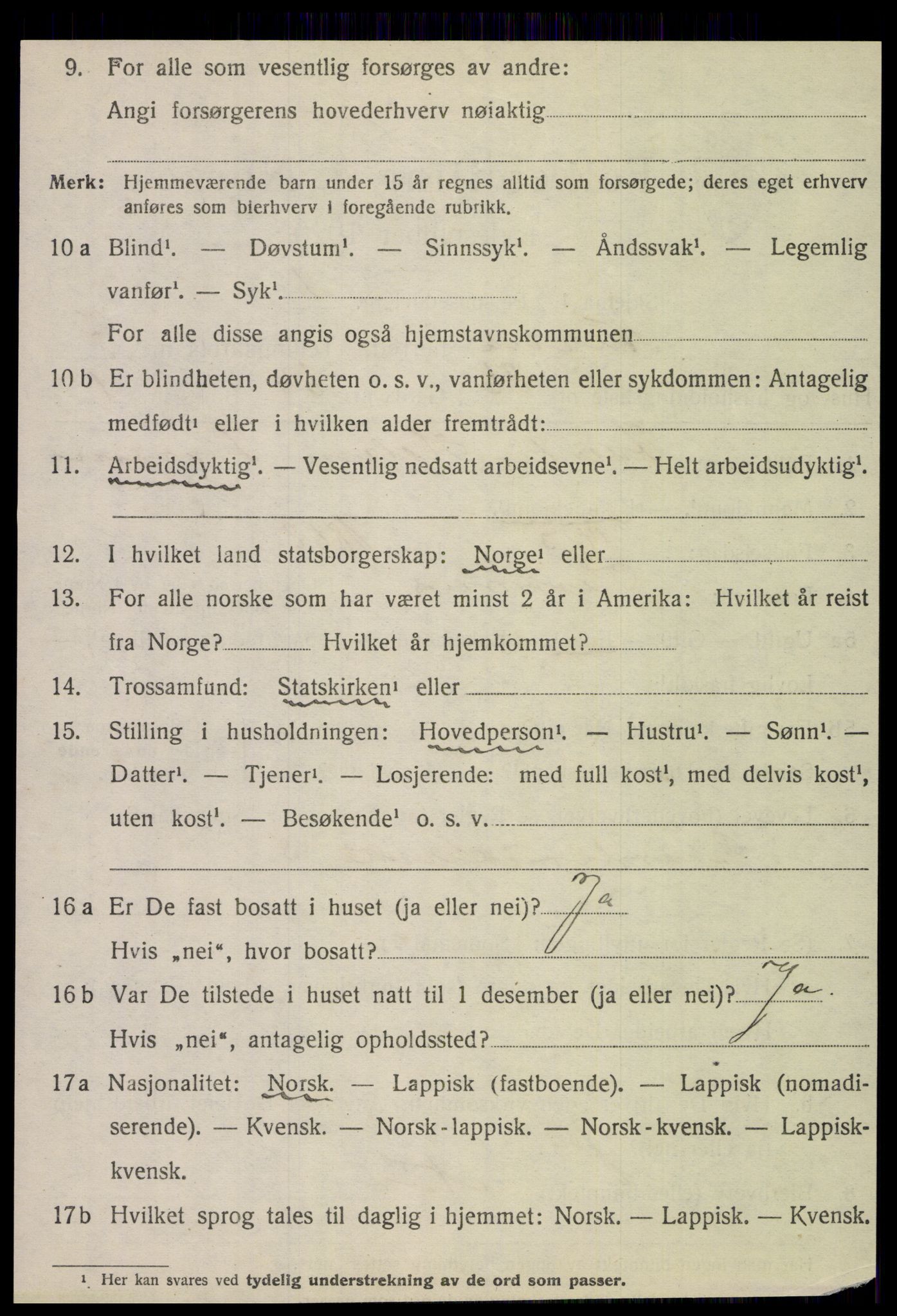 SAT, 1920 census for Nesna, 1920, p. 6548