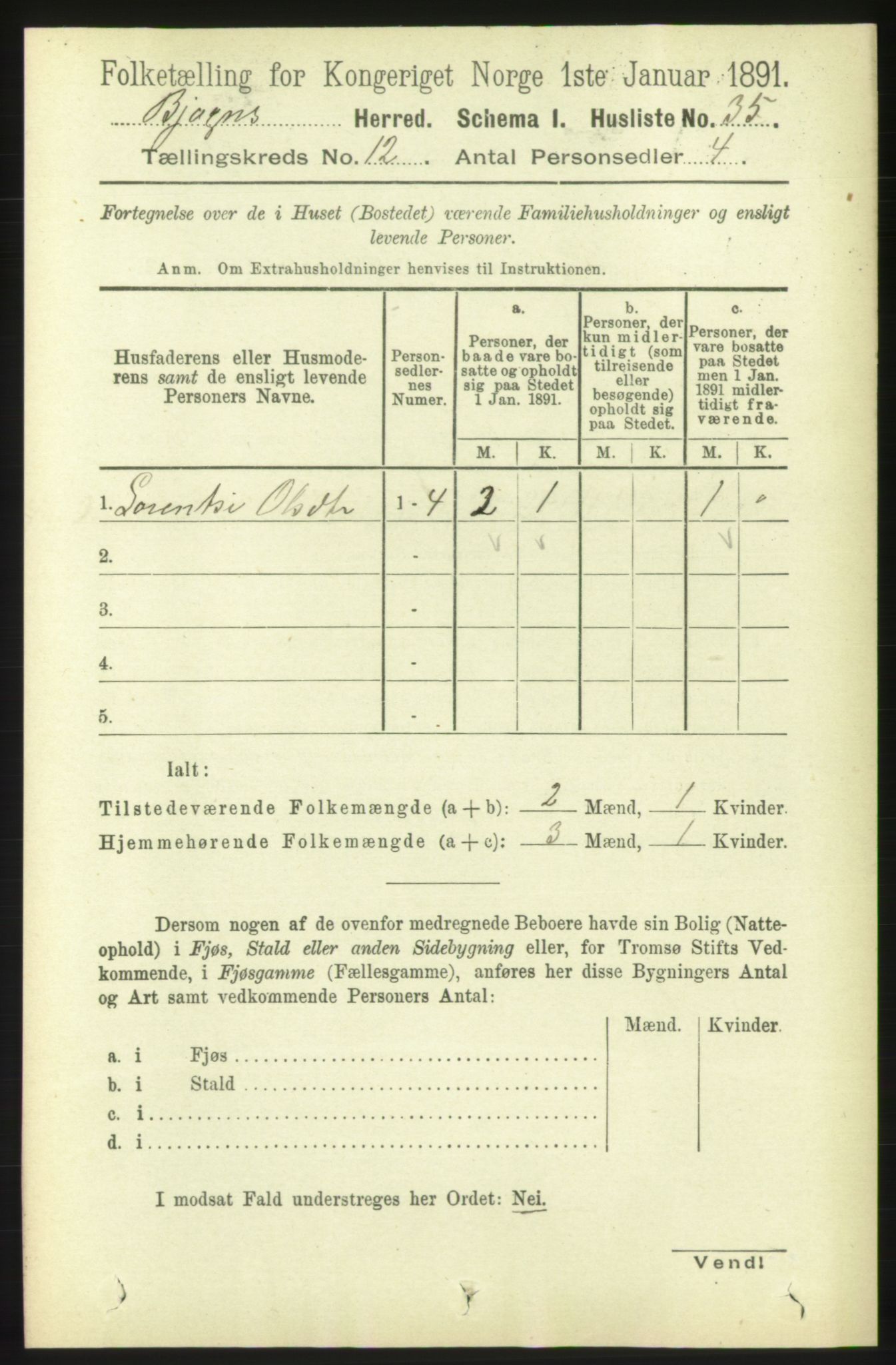 RA, 1891 census for 1627 Bjugn, 1891, p. 3478